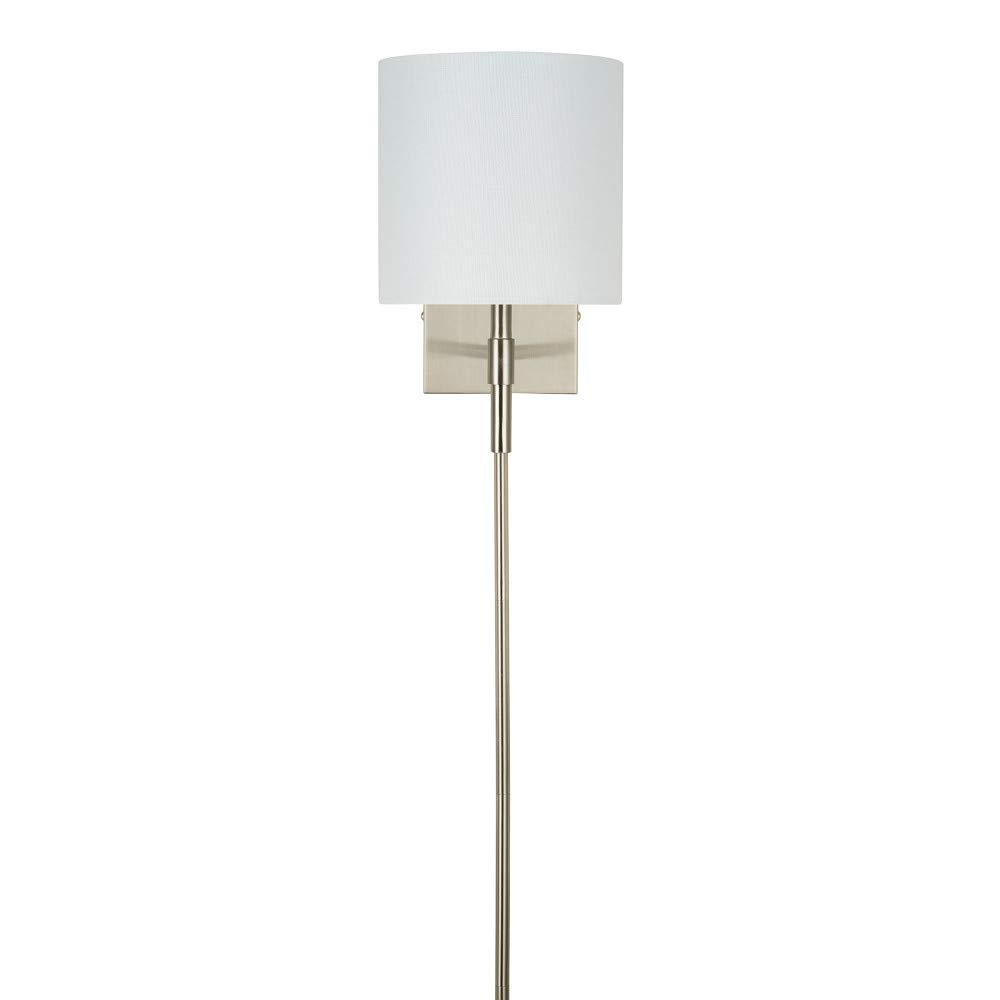 Amazon Brand – Ravenna Home Traditional Plug-In Wall Sconce with Linen Shade, LED Bulb Included, 11.75"H, Brushed Nickel
