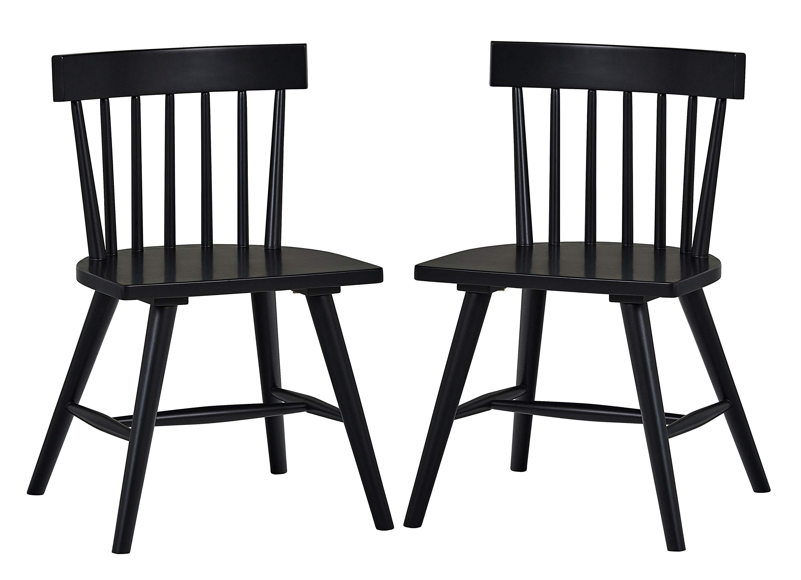 Amazon Brand – Stone & Beam Classic Spindle-Back Armless Wood Dining Chair, 19"W, Set of 2, Black