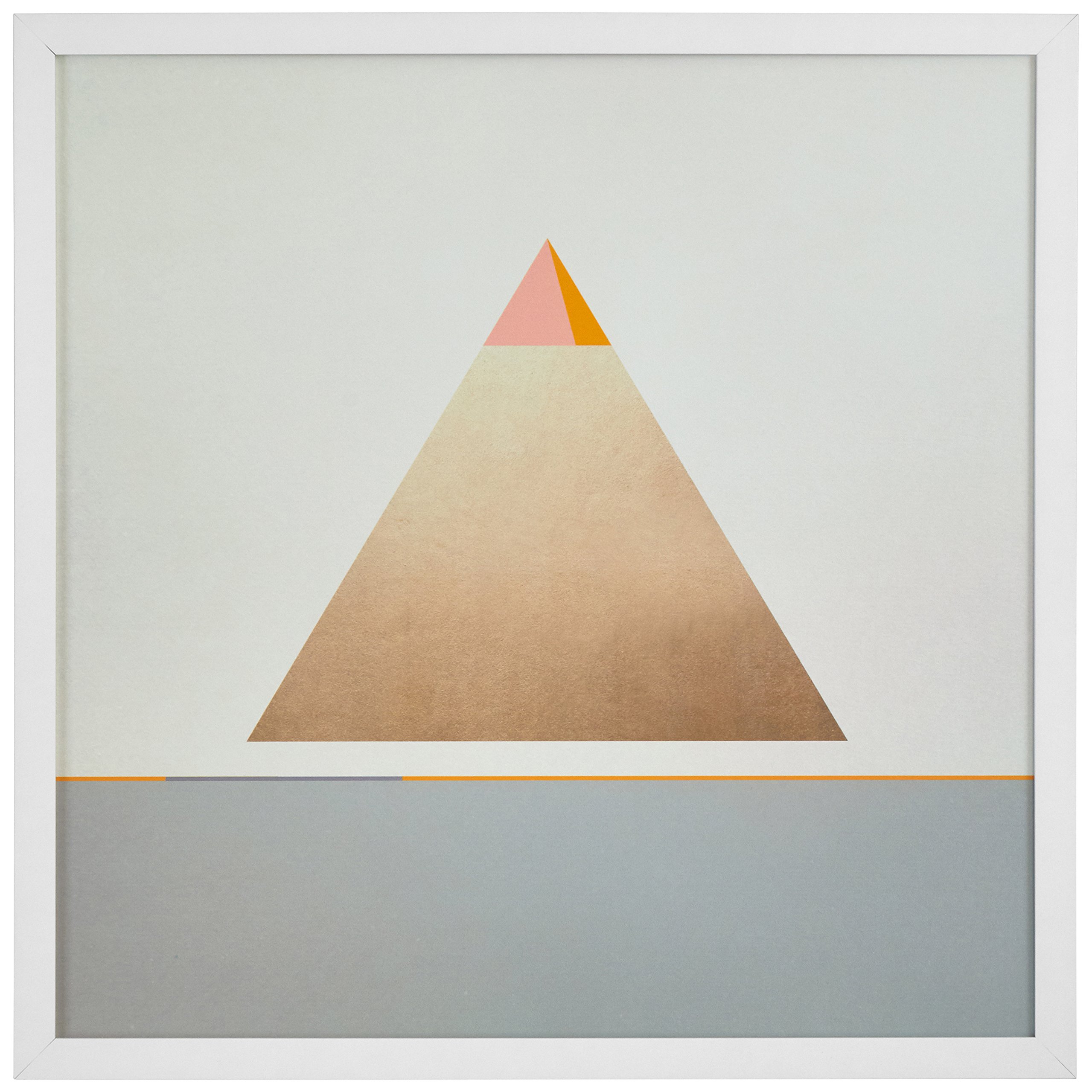 Amazon Brand – Rivet Modern Gold Pyramid Triangle Print Wall Art, 12" x 12", White Frame