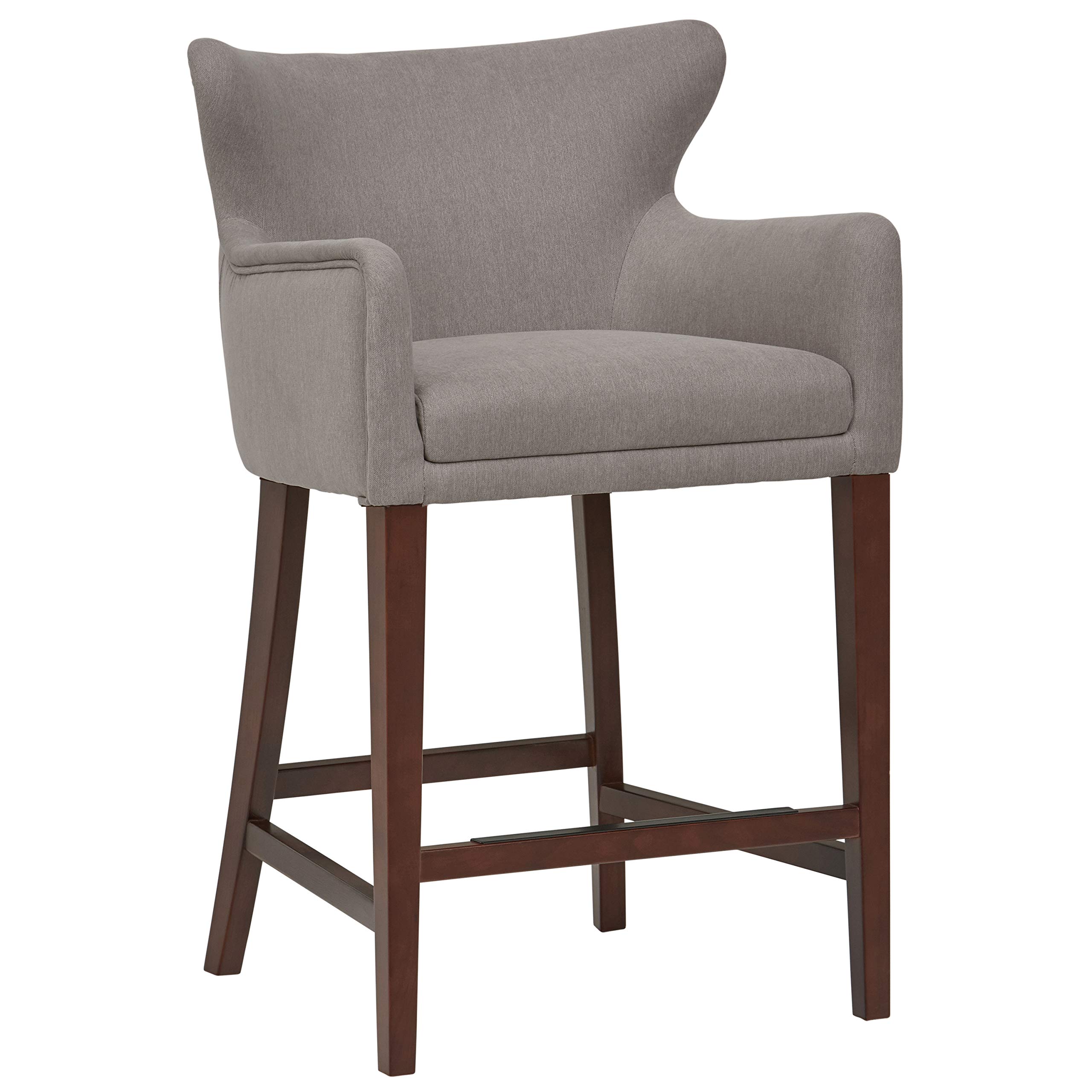 Amazon Brand – Stone & Beam Wickstrom Upholstered Counter-Height Bar Stool with Arms, 37"H, Slate Grey