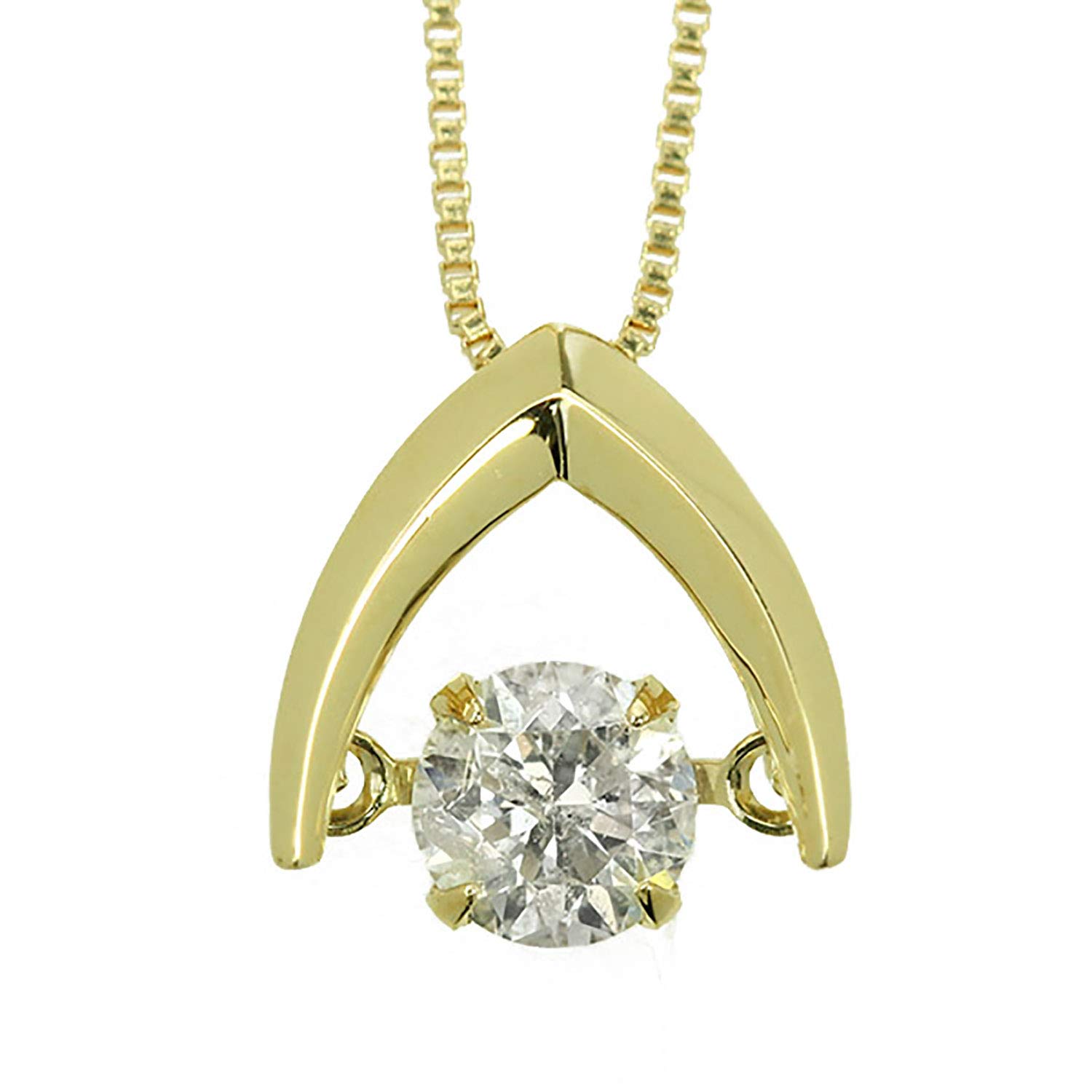 Amazon Collection (AMBZO) K18 Yellow Gold Dancing Stone Necklace Dancing Diamond 0.3ct Reverse V Shape (J.I1.VG Equivalent) LFV0006YG-03