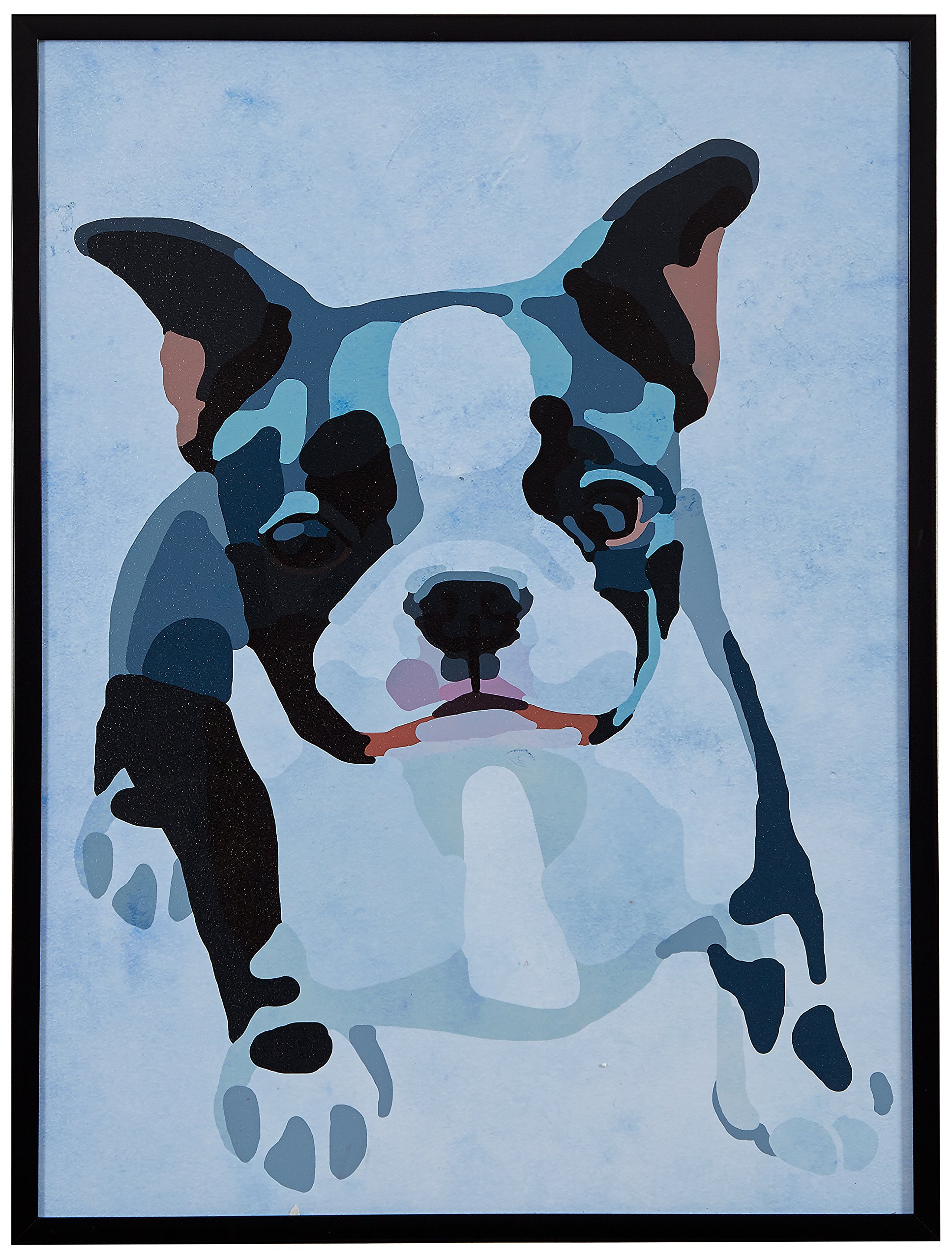 Amazon Brand – Rivet Modern Abstract Puppy Black, White and Pink Print Wall Art in Black Frame, 11.5" x 14.5"