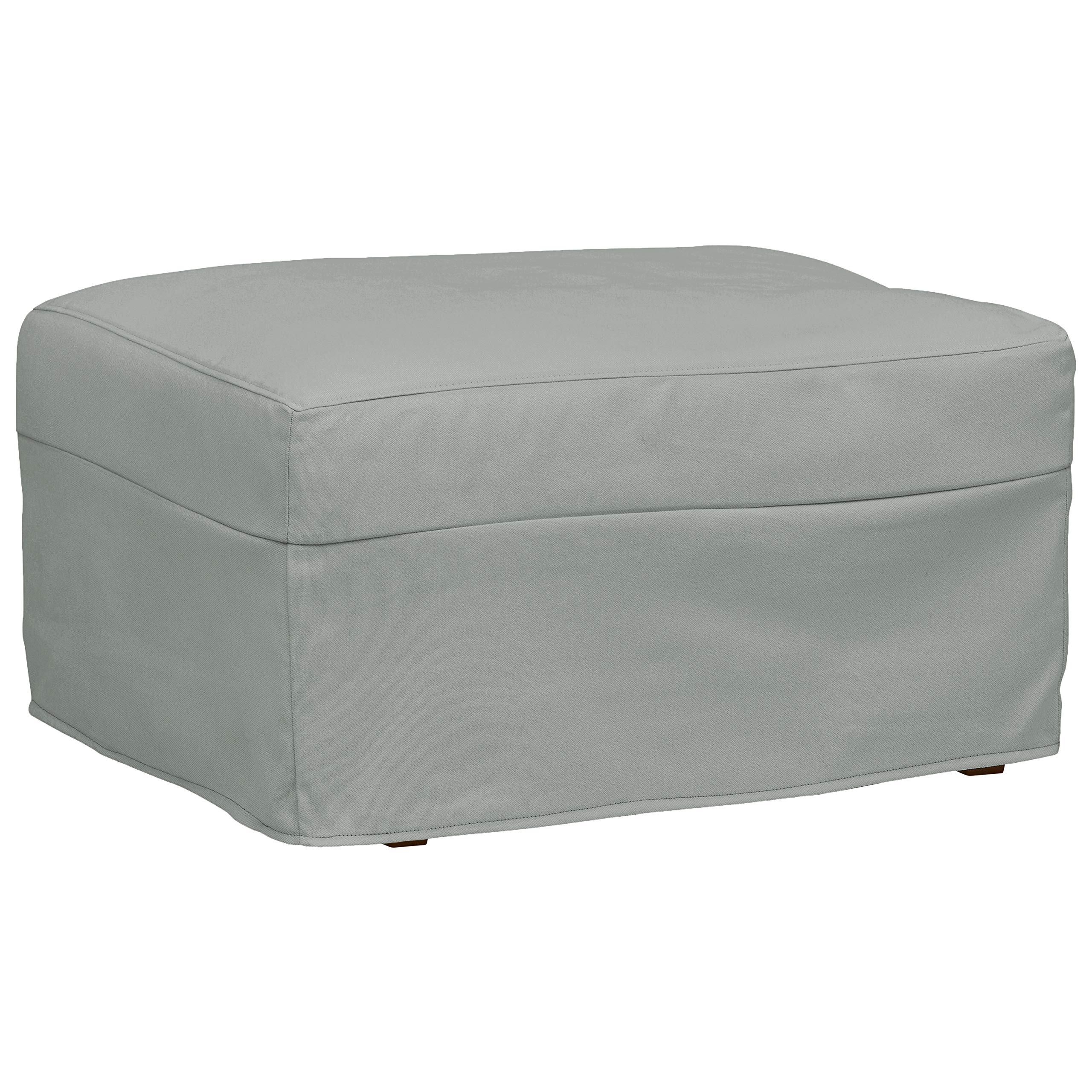 Amazon Brand – Stone & Beam Andover Slipcover Ottoman, 32"W, Spa-Colored Fabric