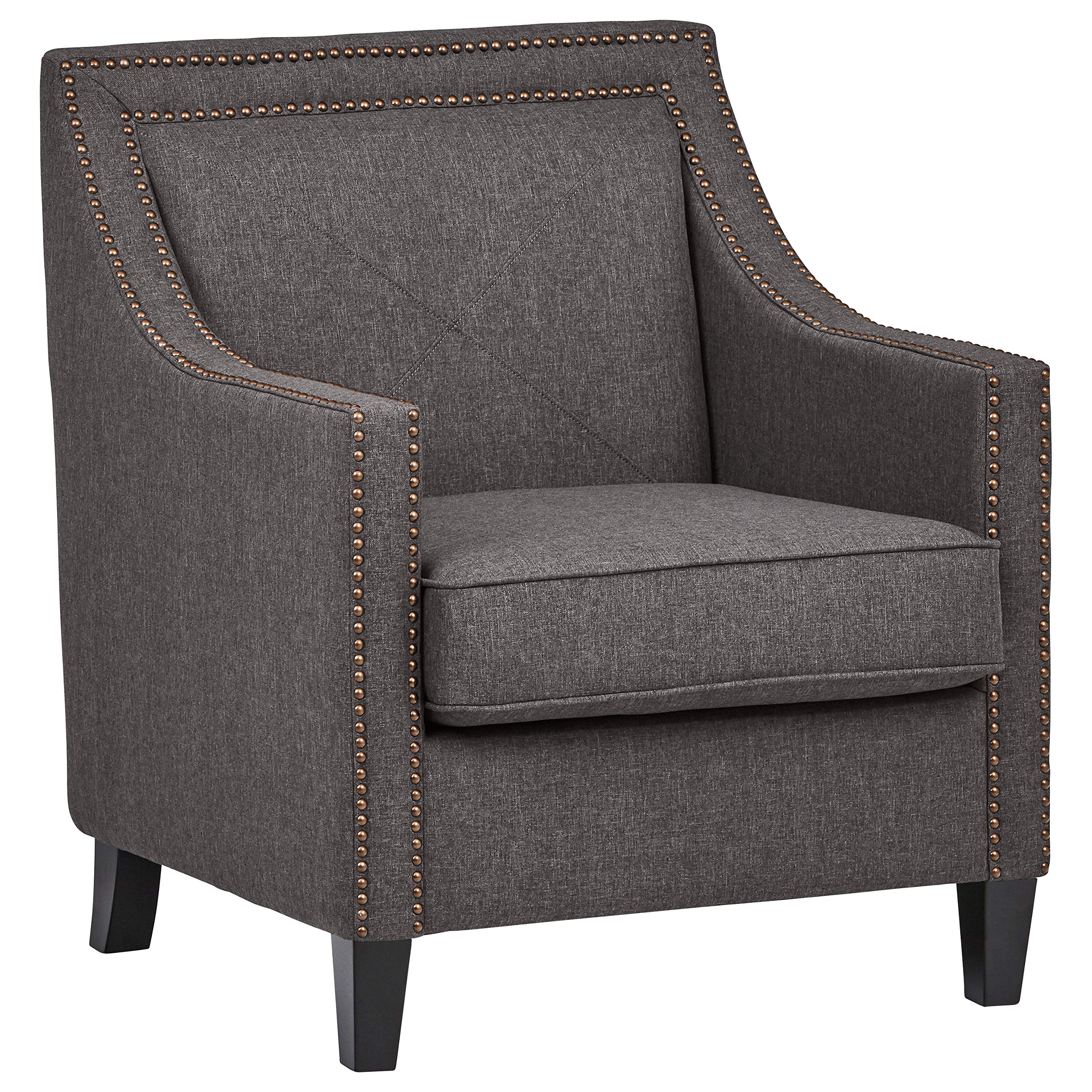 Amazon Brand – Ravenna Home Sloped Nailhead Trim Accent Chair, 30"W, Gray