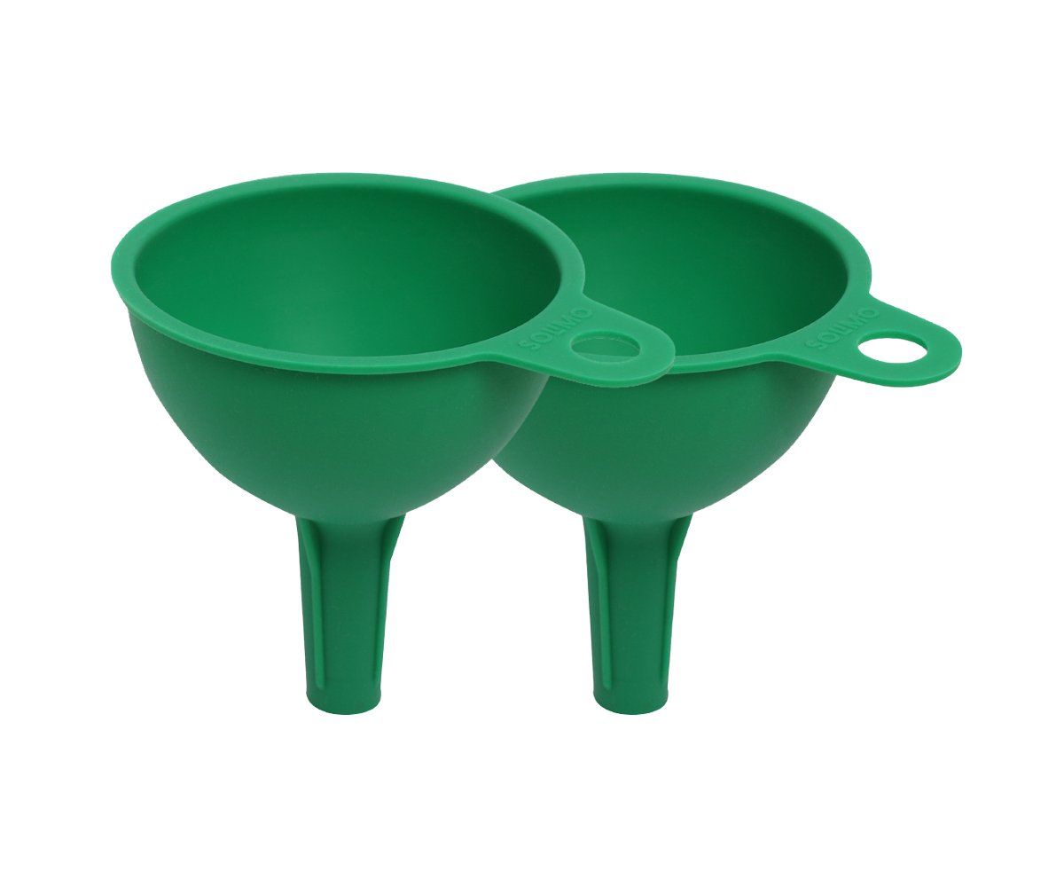 Amazon Brand - Solimo Silicone Rubber Funnel for Kitchen, Set of 2, Green