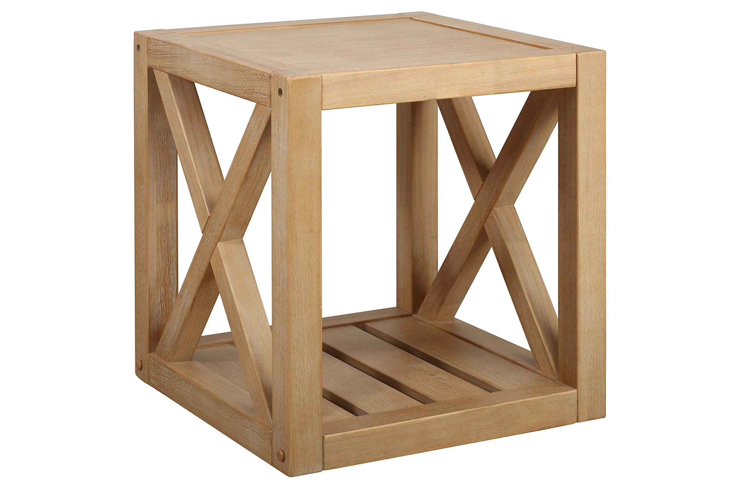 Amazon Brand – Stone & Beam Solid Pine Rustic Farmhouse End Table, 22"W, Rustic Oak