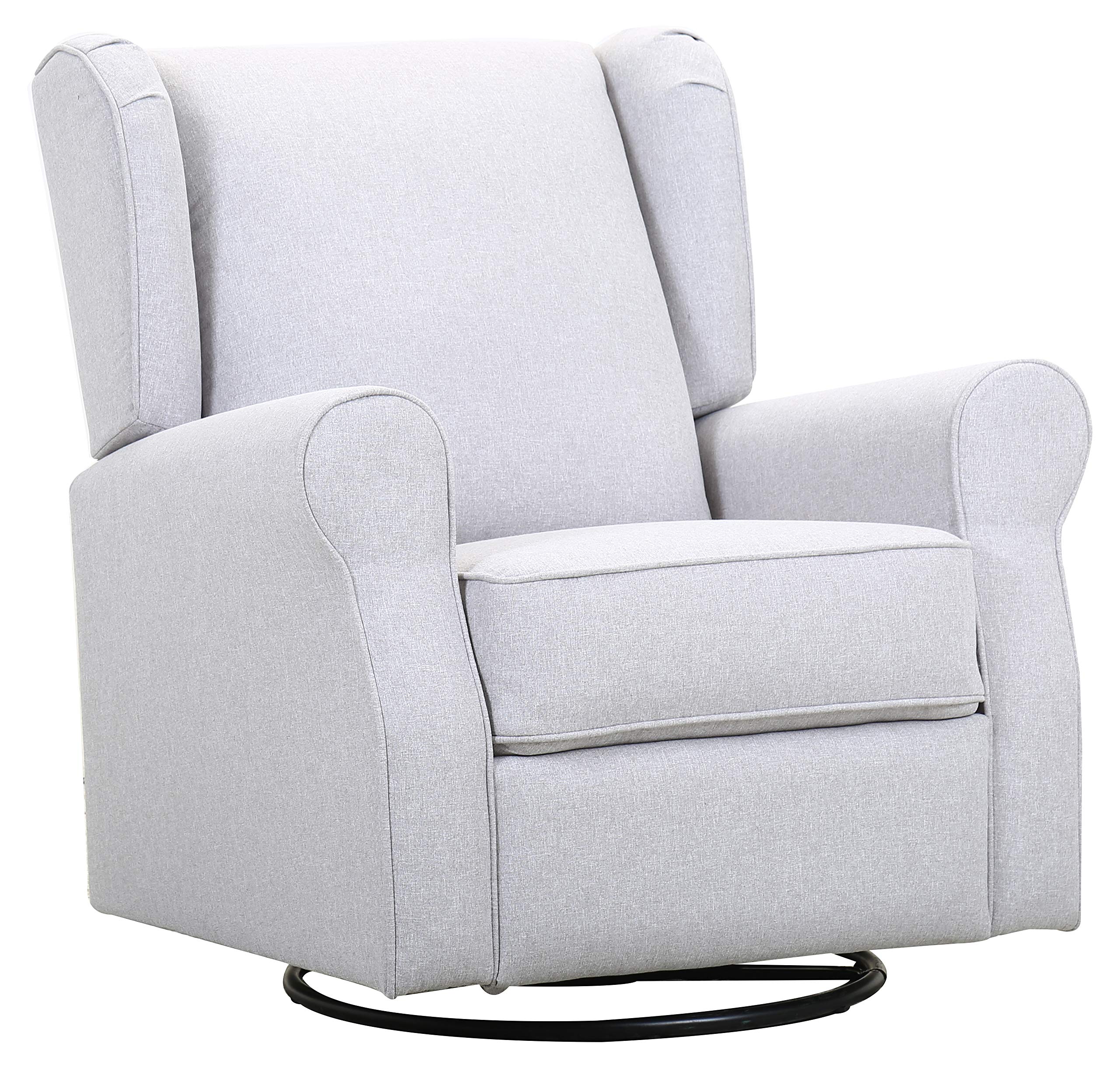 Amazon Brand – Ravenna Home Wingback Swivel Glider Recliner Chair, 33.5"W, Light Grey