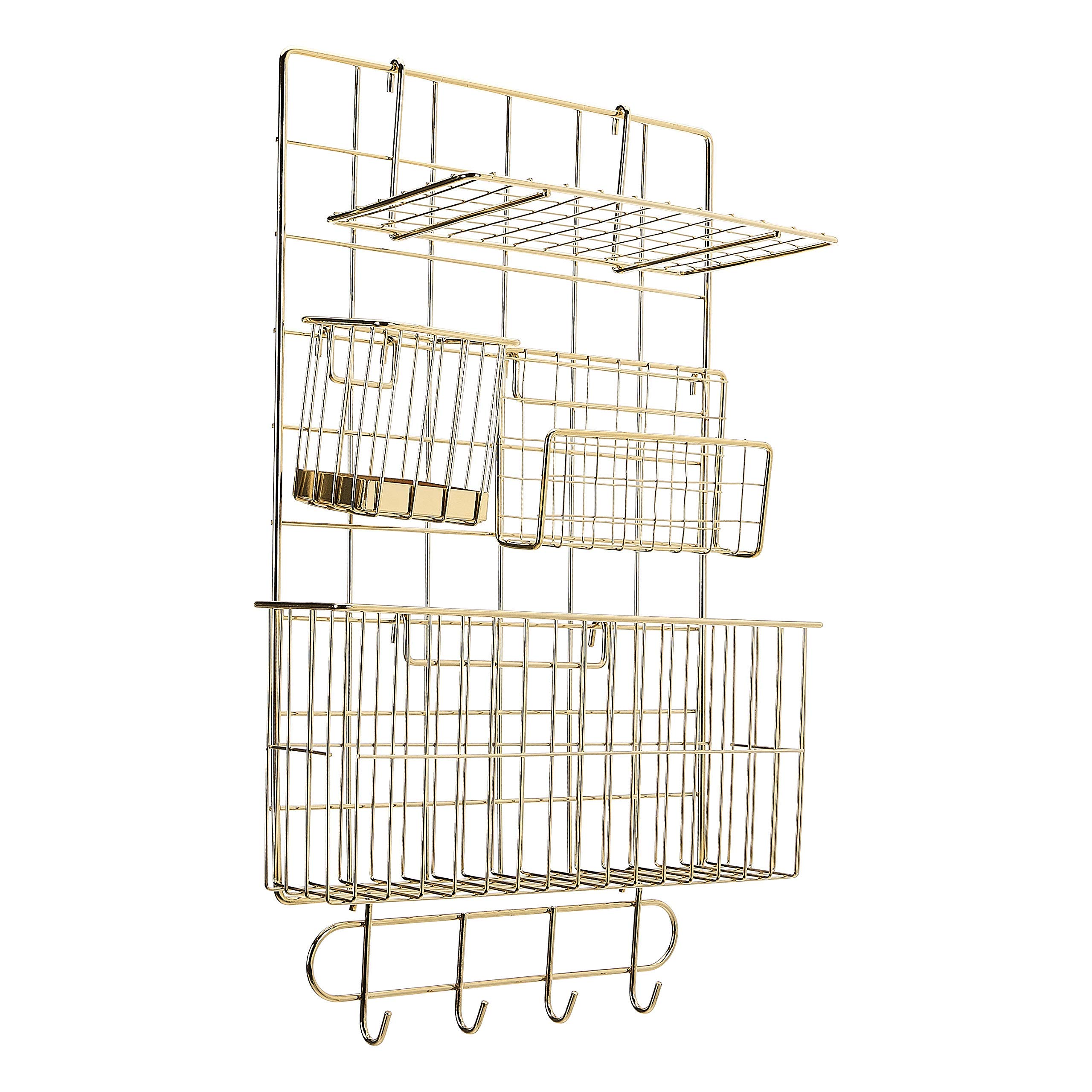 AmazonBasics Wall Wire Grid Panel, 6-Piece Set, Gold (Renewed)