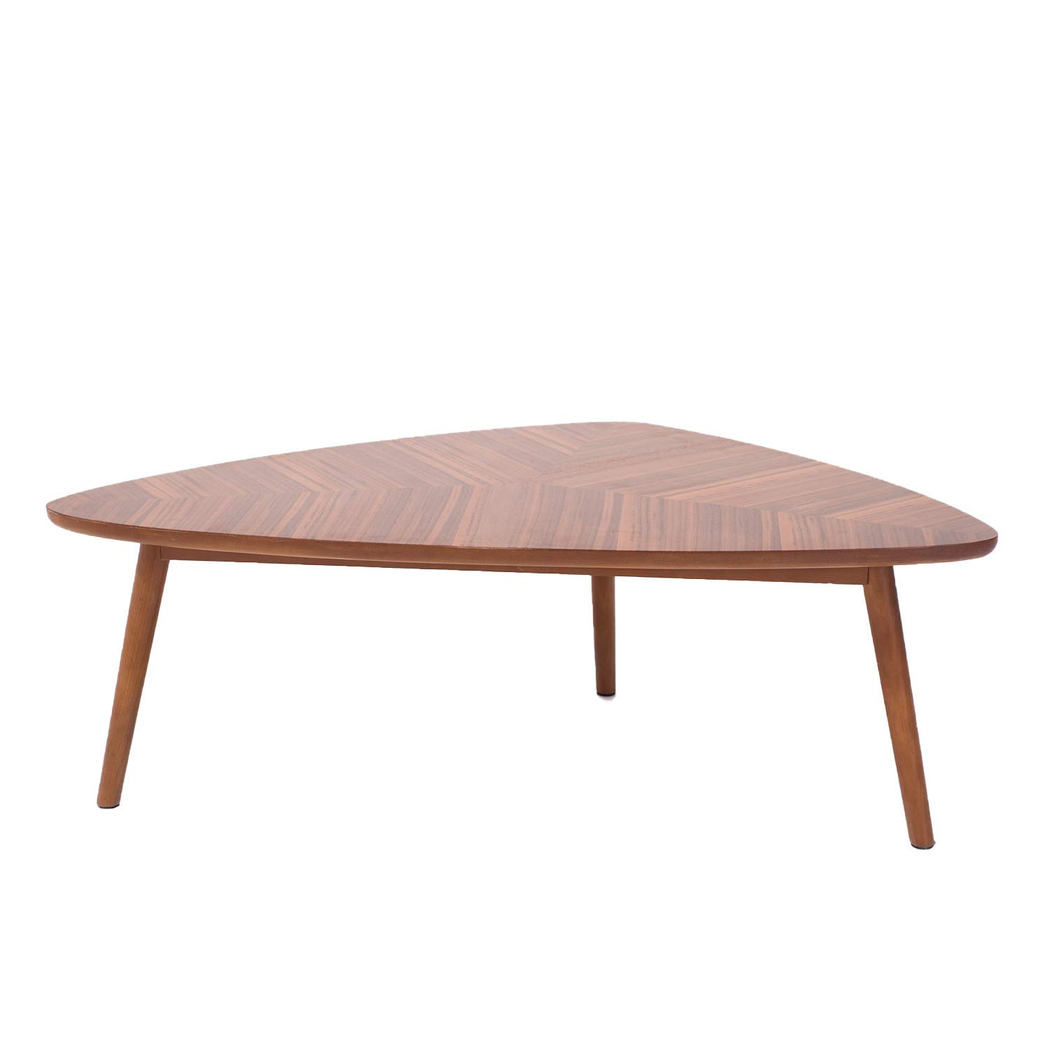 Amazon Brand - Rivet Triangular Coffee Table with Solid Wood Legs, 105 x 60 x 37cm, MDF with Walnut Veneer/Solid Beech Wood