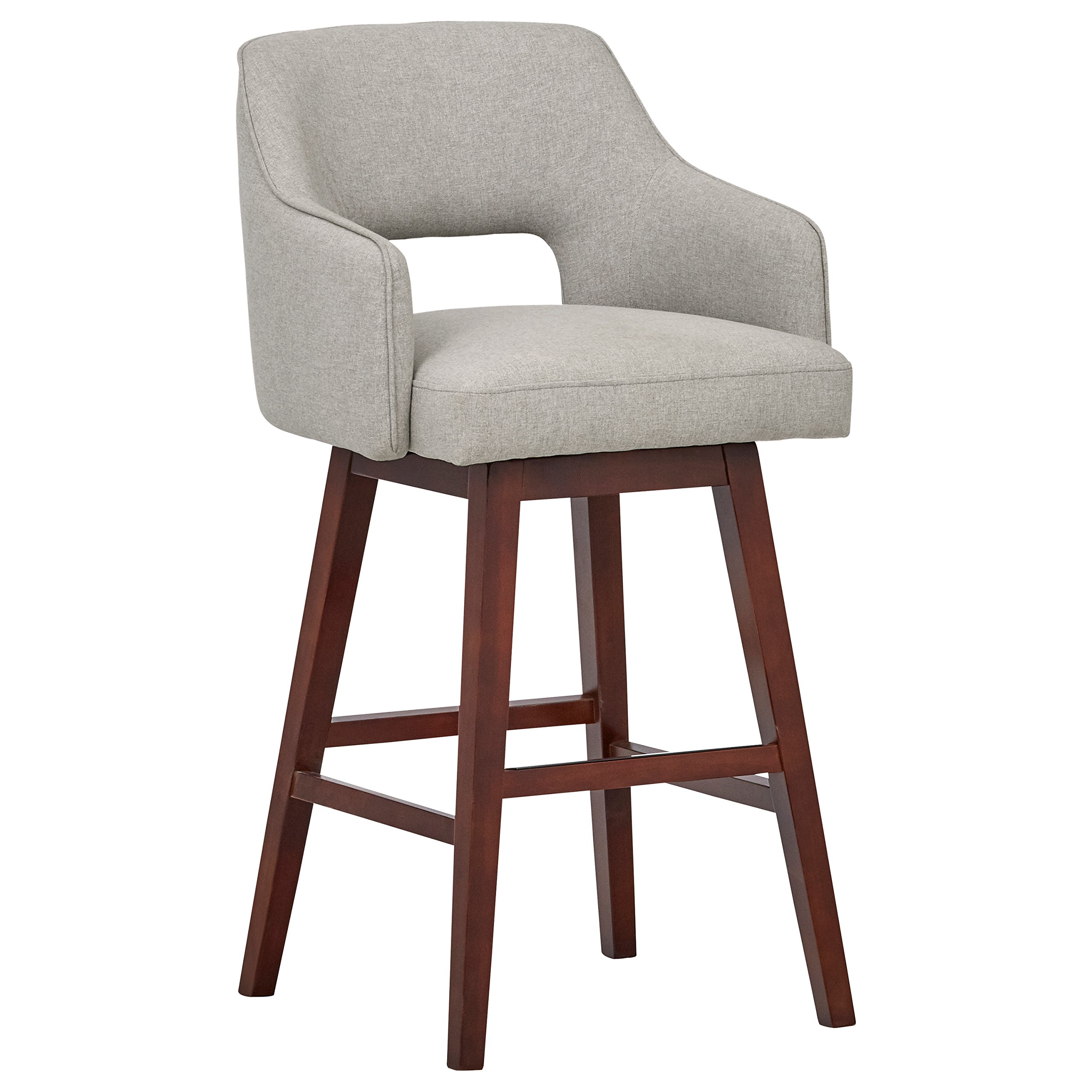 Amazon Brand – Rivet Malida Mid-Century Modern Open Back Swivel Kitchen Bar Stool, 41"H, Felt Grey