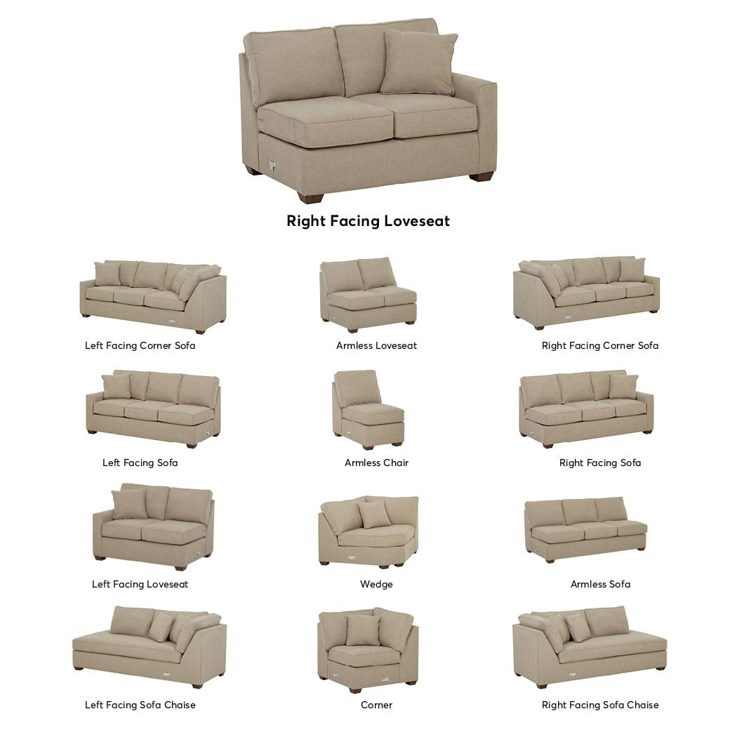 Amazon Brand – Stone & Beam Bagley Sectional Component, Right-Facing Loveseat, Fabric, 52"W, Dove