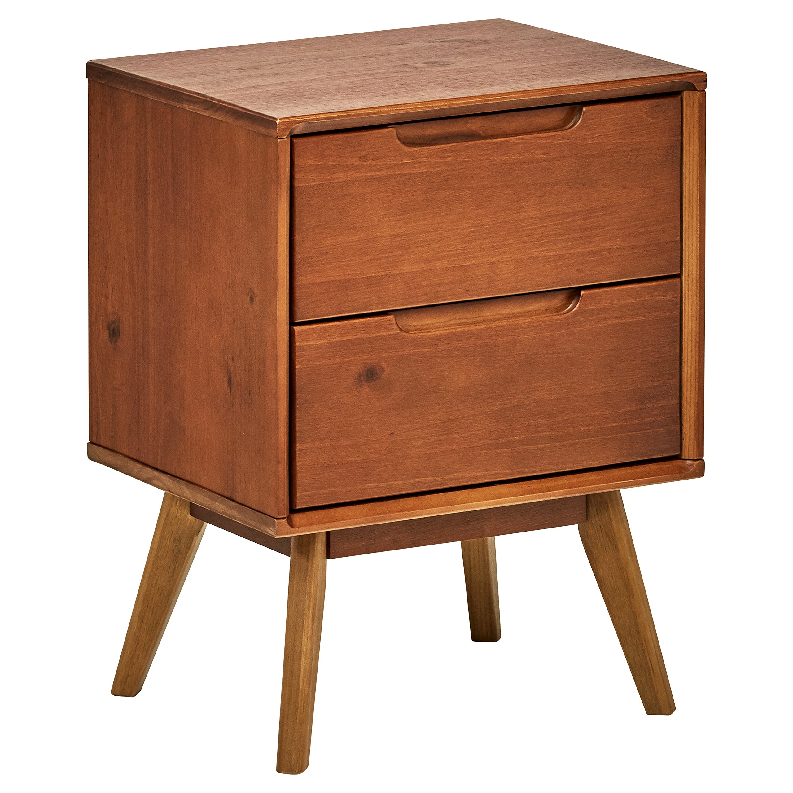 Amazon Brand – Rivet Mid-Century Stark 2-Drawer Nightstand, 24"H, Walnut