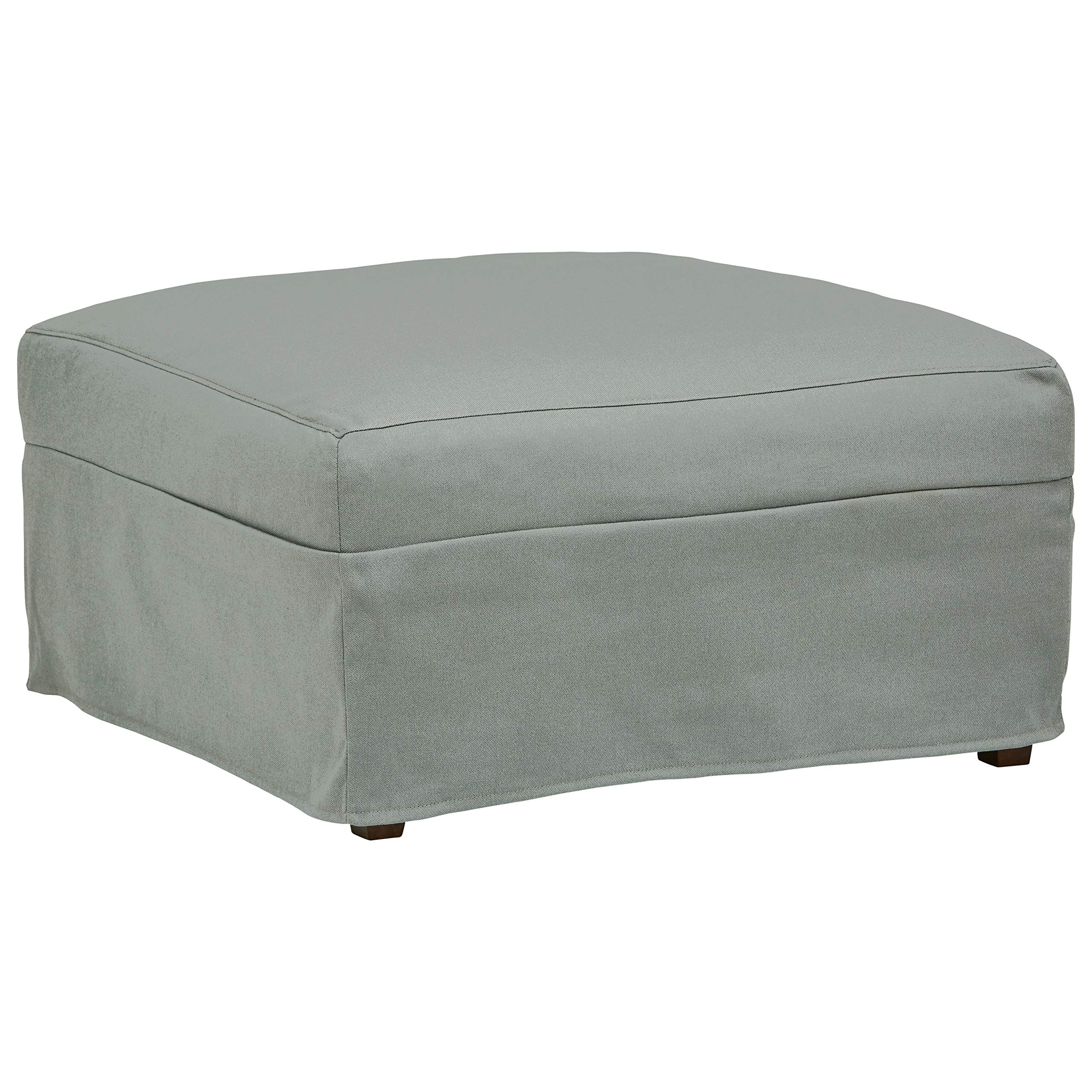 Amazon Brand – Stone & Beam Andover Slipcover Square Ottoman, 33"W, Spa-Colored Fabric