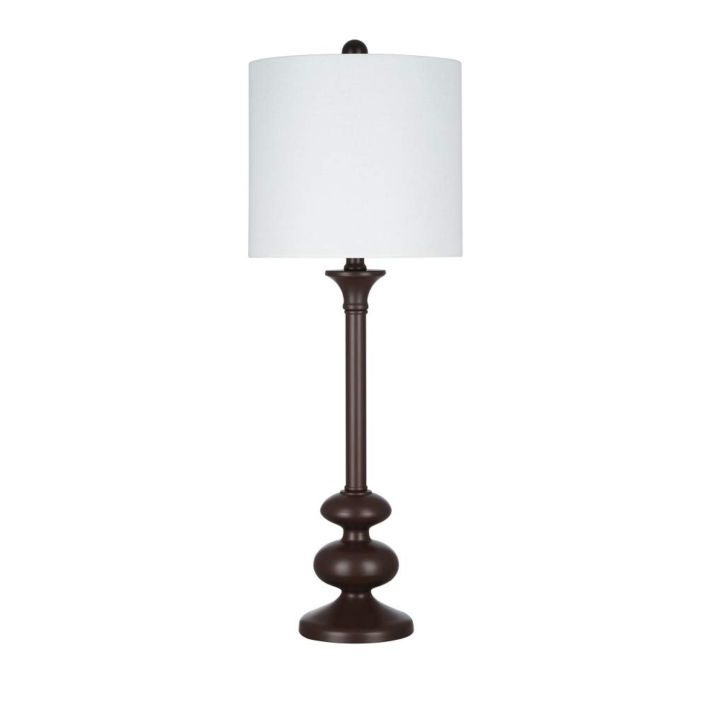 Amazon Brand – Ravenna Home Traditional Tall Metal Table Lamp with Stacked Oval Accents, LED Bulb Included, 28.25"H, Dark Bronze