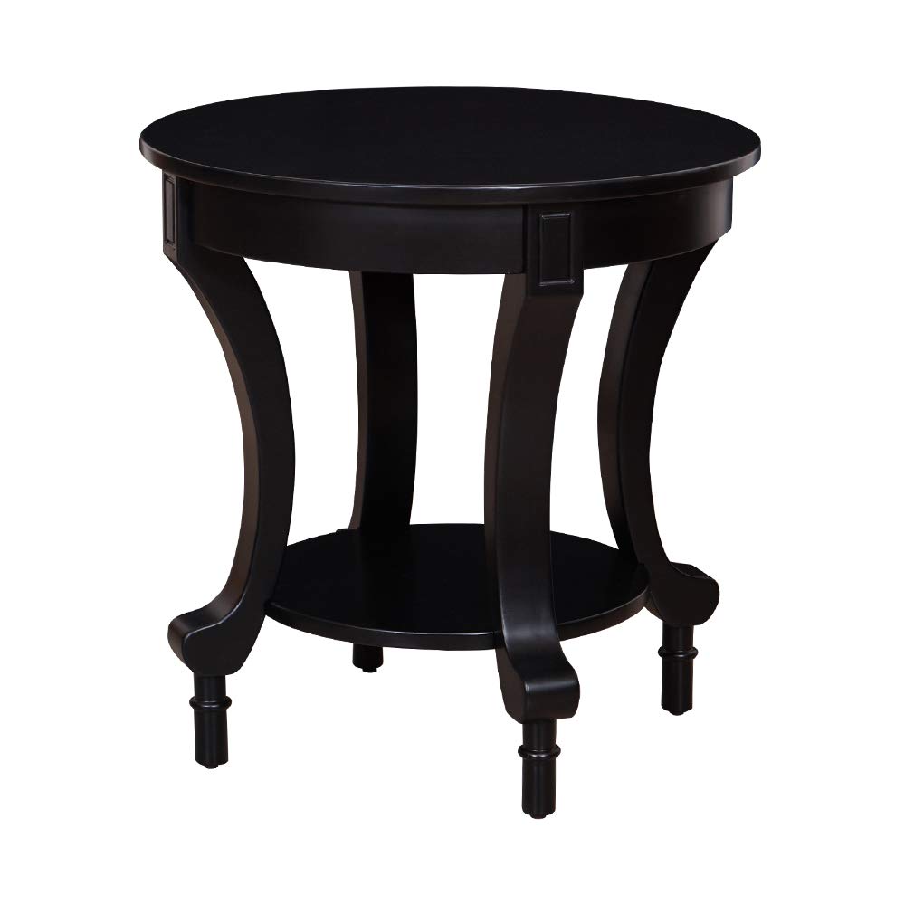 Amazon Brand – Ravenna Home Traditional Solid Pine End Table, 24"W, Black Finish
