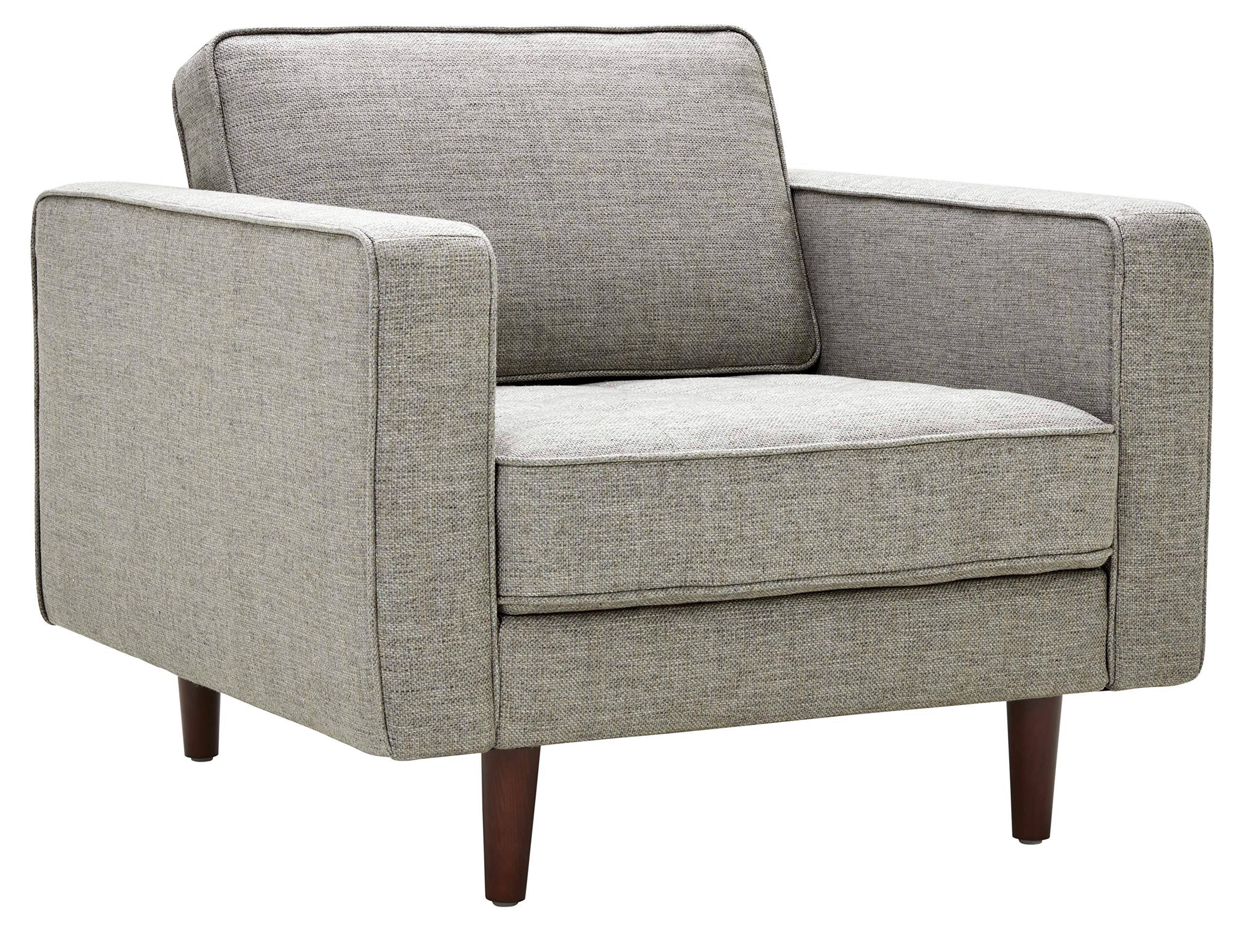 Amazon Brand – Rivet Aiden Mid-Century Chair with Tapered Wood Legs, 35"W, Light Grey
