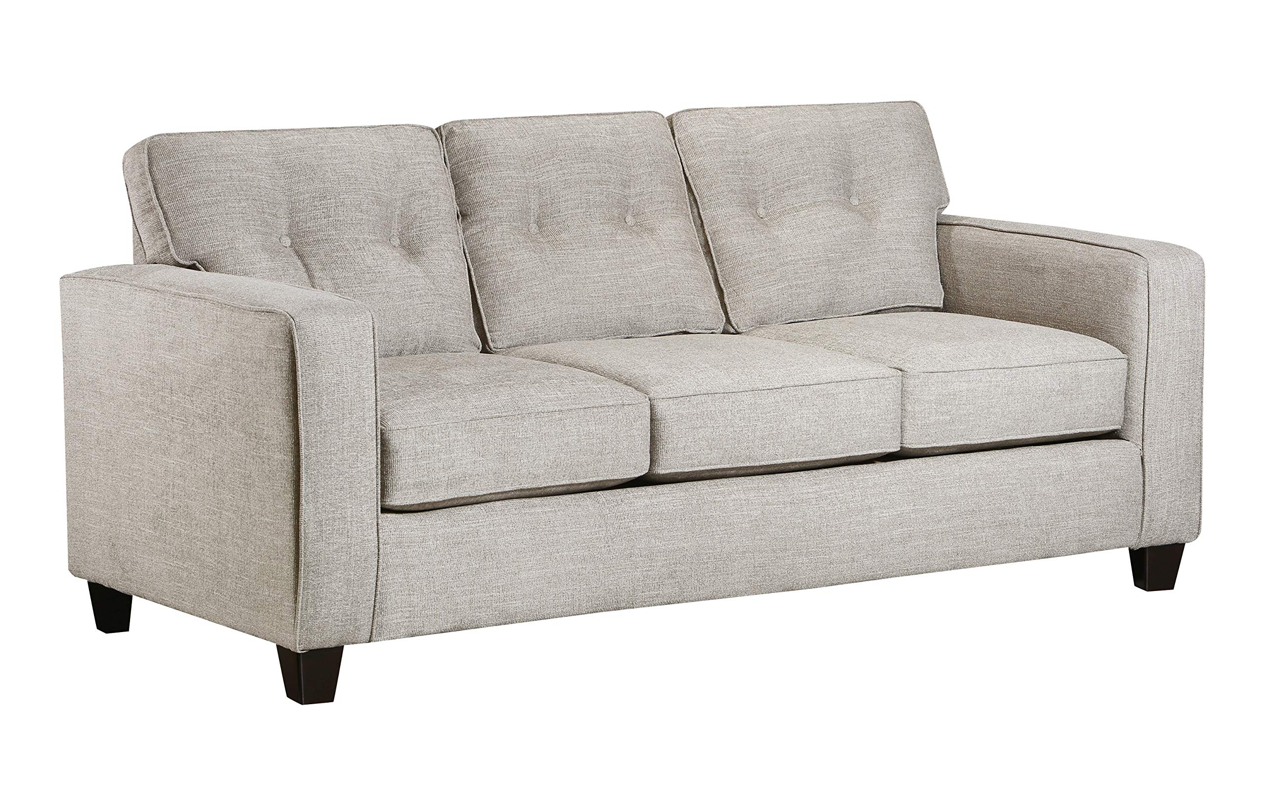 Amazon Brand – Stone & Beam Joanna Contemporary Tufted Sofa Couch with Reversible Cushions, 84"W, Heather Grey