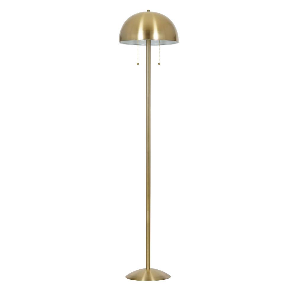 Amazon Brand – Rivet Modern Metal Dome-Shaped Skinny Stem Floor Lamp, LED Bulbs Included, 58.25"H, Antique Brass