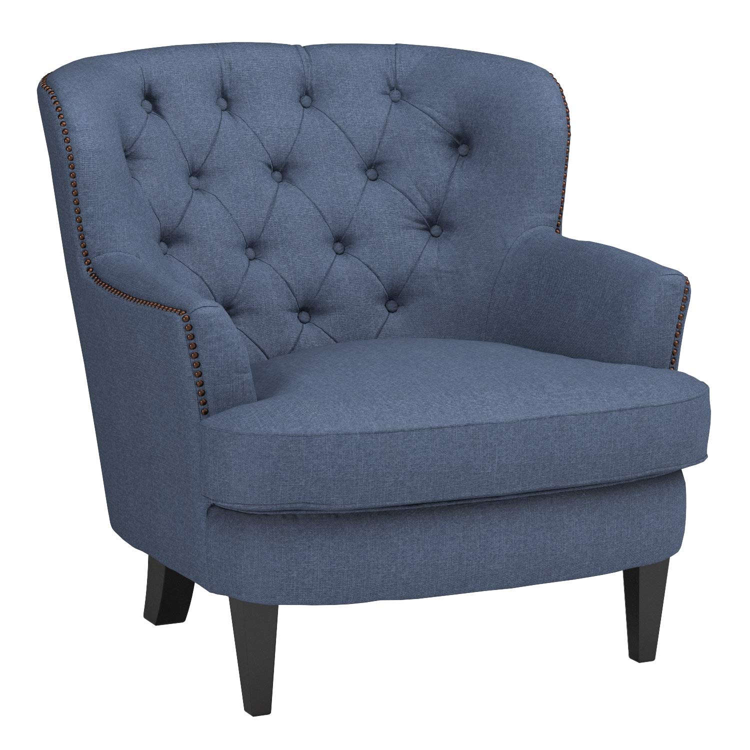 Amazon Brand – Ravenna Home Semple Button Tufted Accent Chair, 33"W, Denim Blue