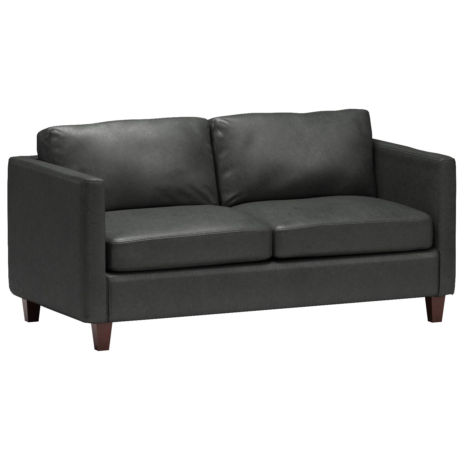 Amazon Brand – Stone & Beam Andover Leather Loveseat Sofa, 67"W, Charcoal
