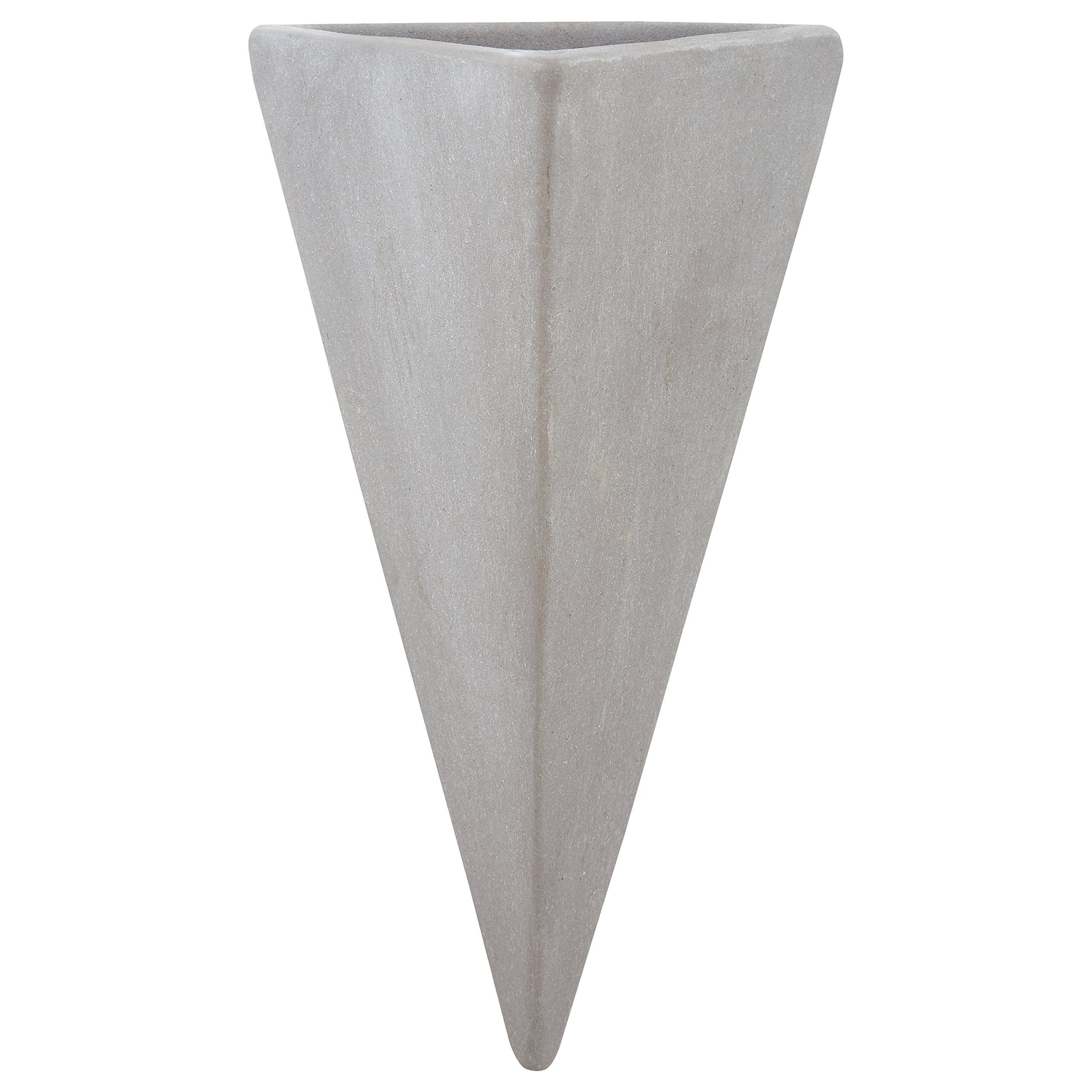 Amazon Brand – Rivet Triangular Wall Mount Vase, 7"H, Modern Earthenware, Grey