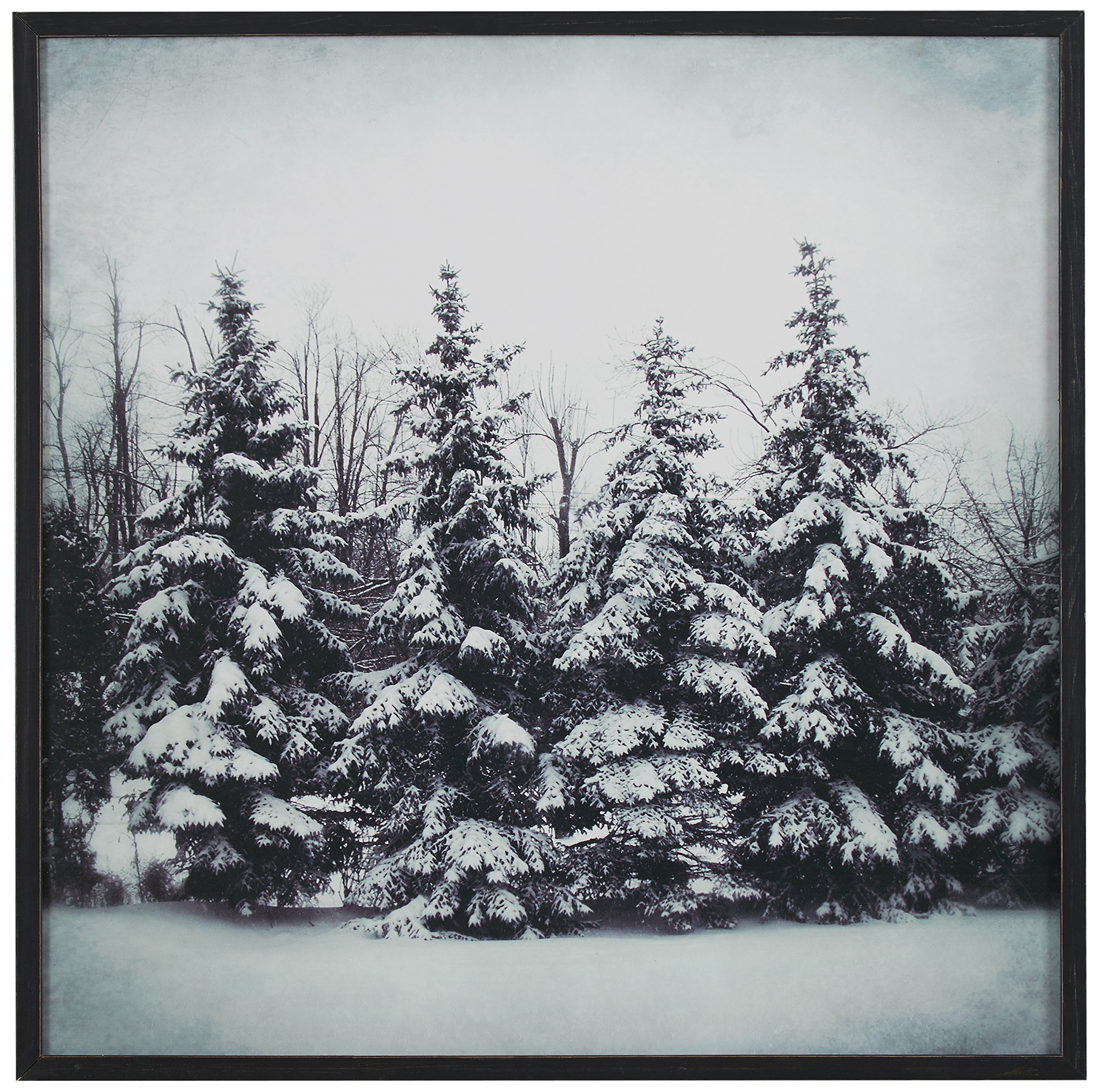 Amazon Brand – Stone & Beam Modern Black and White Print Wall Art of Forest Snow, Black Frame, 12" x 12"