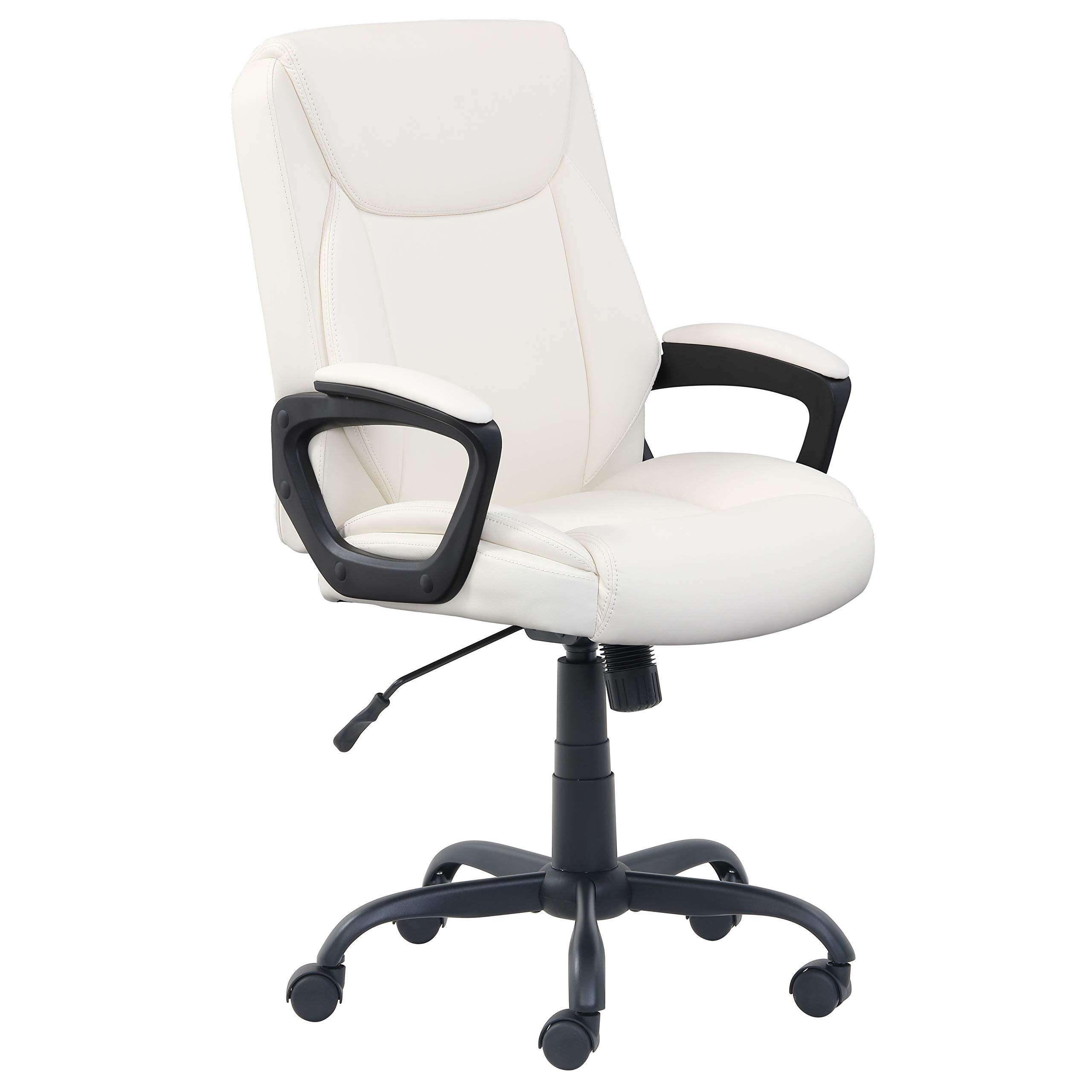 AmazonBasics Classic Puresoft PU-Padded Mid-Back Office Computer Desk Chair with Armrest - Cream