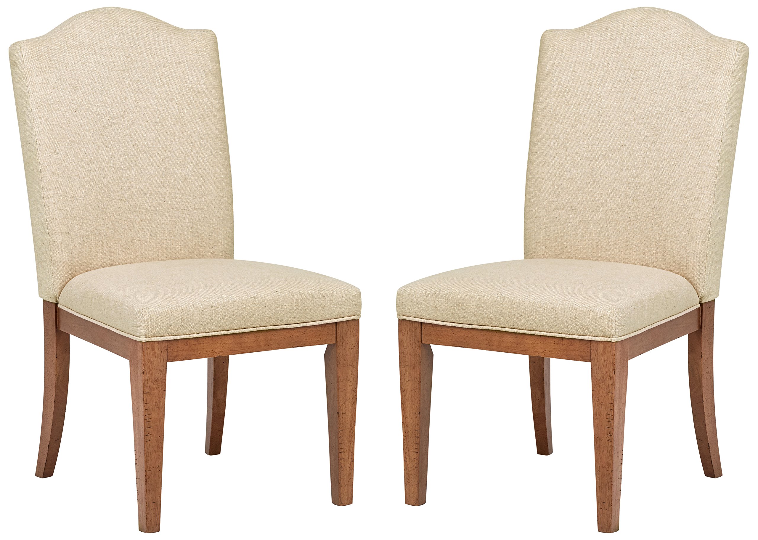 Amazon Brand – Stone & Beam Parson Armless Dining Room Chairs, 40 Inch Height, Set of 2, Beige