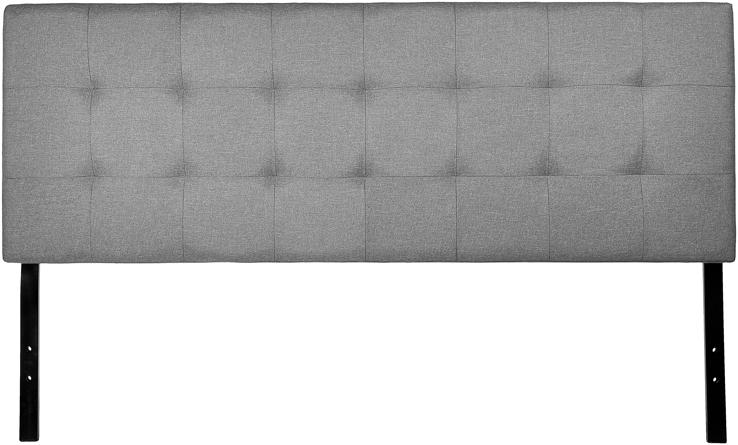 AmazonBasics Faux Linen Upholstered Tufted Headboard - Queen, Grey