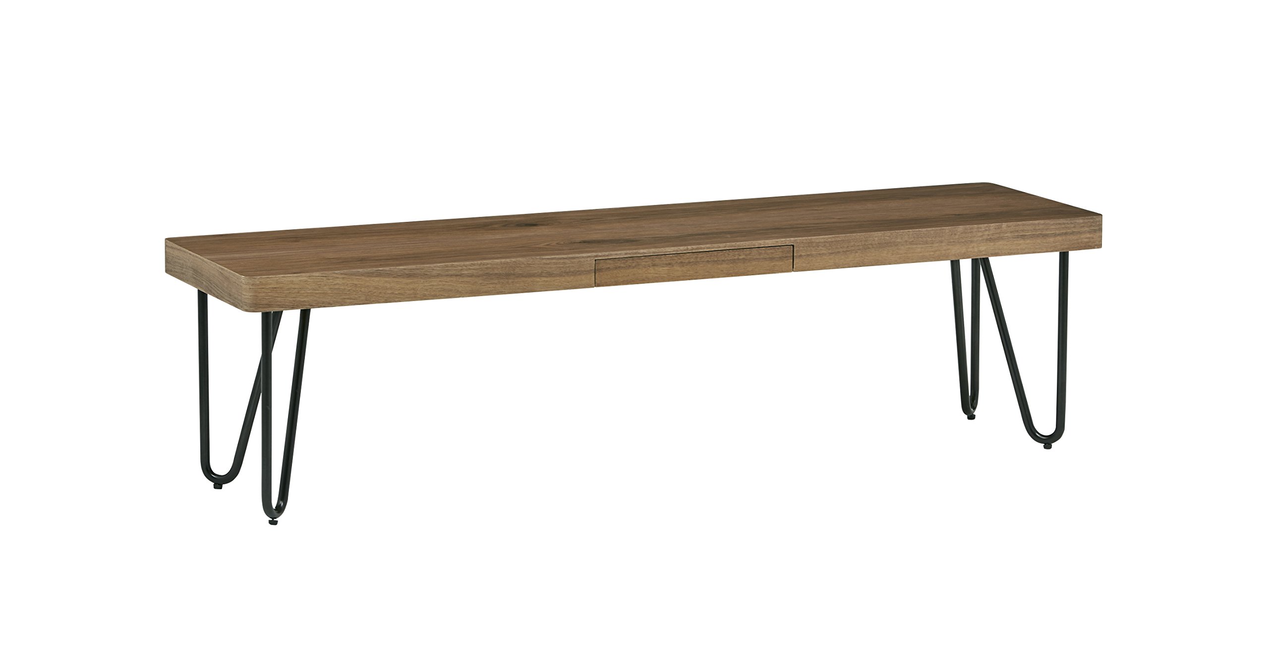 Amazon Brand – Rivet Hairpin Wood and Metal 15.7" Console Table Bench, Walnut and Dark Metal