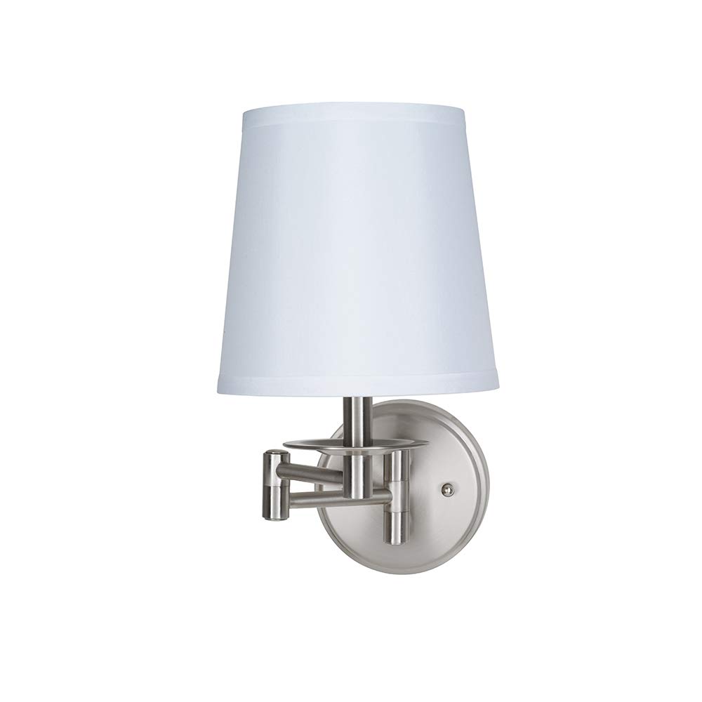 Amazon Brand – Ravenna Home Adjustable Shaded Wall Sconce with LED Light Bulb, 13.75"H, Brushed Nickel