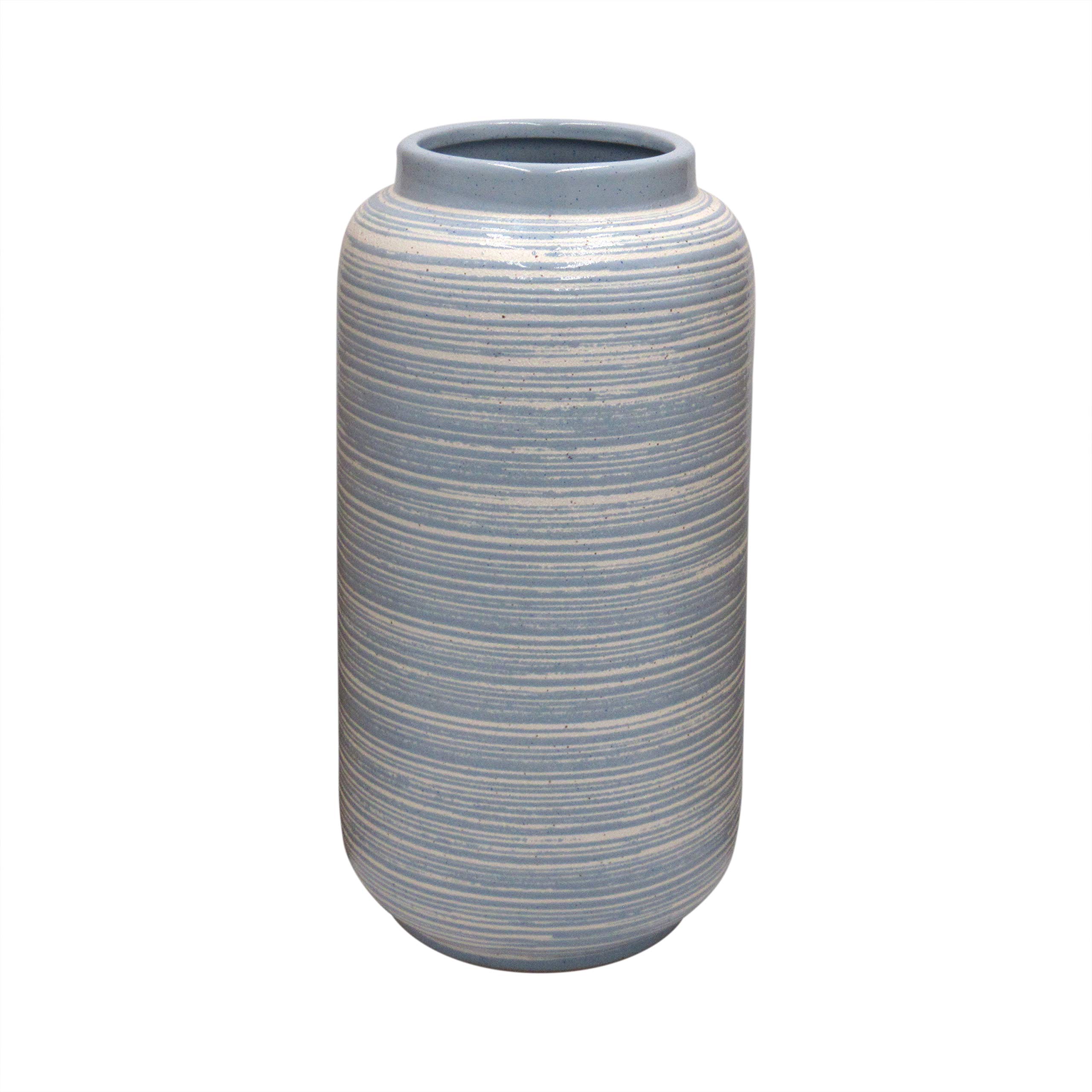Amazon Brand – Stone & Beam Textured Modern Vase, 15.86"H, Blue