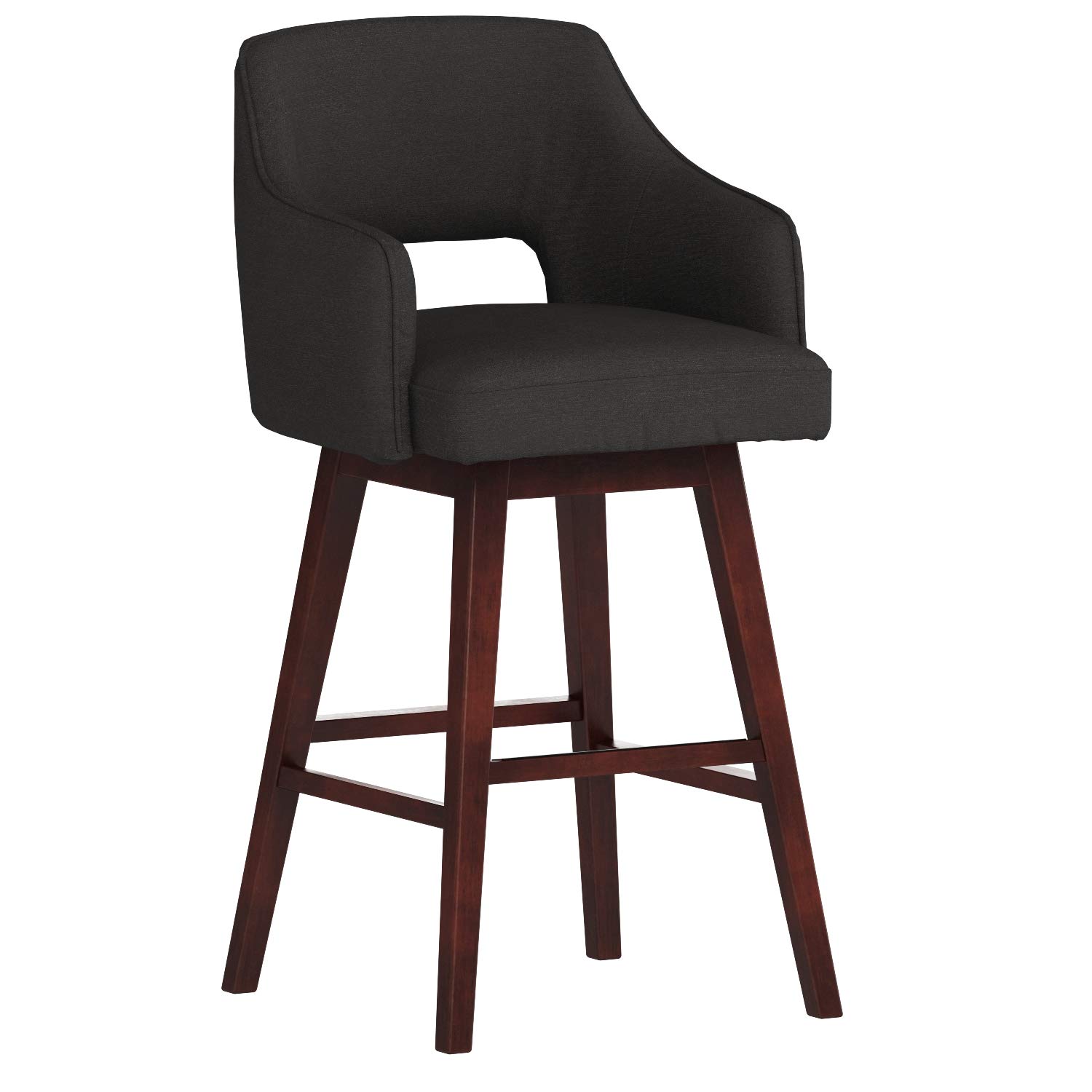 Amazon Brand – Rivet Malida Mid-Century Modern Open Back Swivel Kitchen Bar Stool, 41"H, Charcoal
