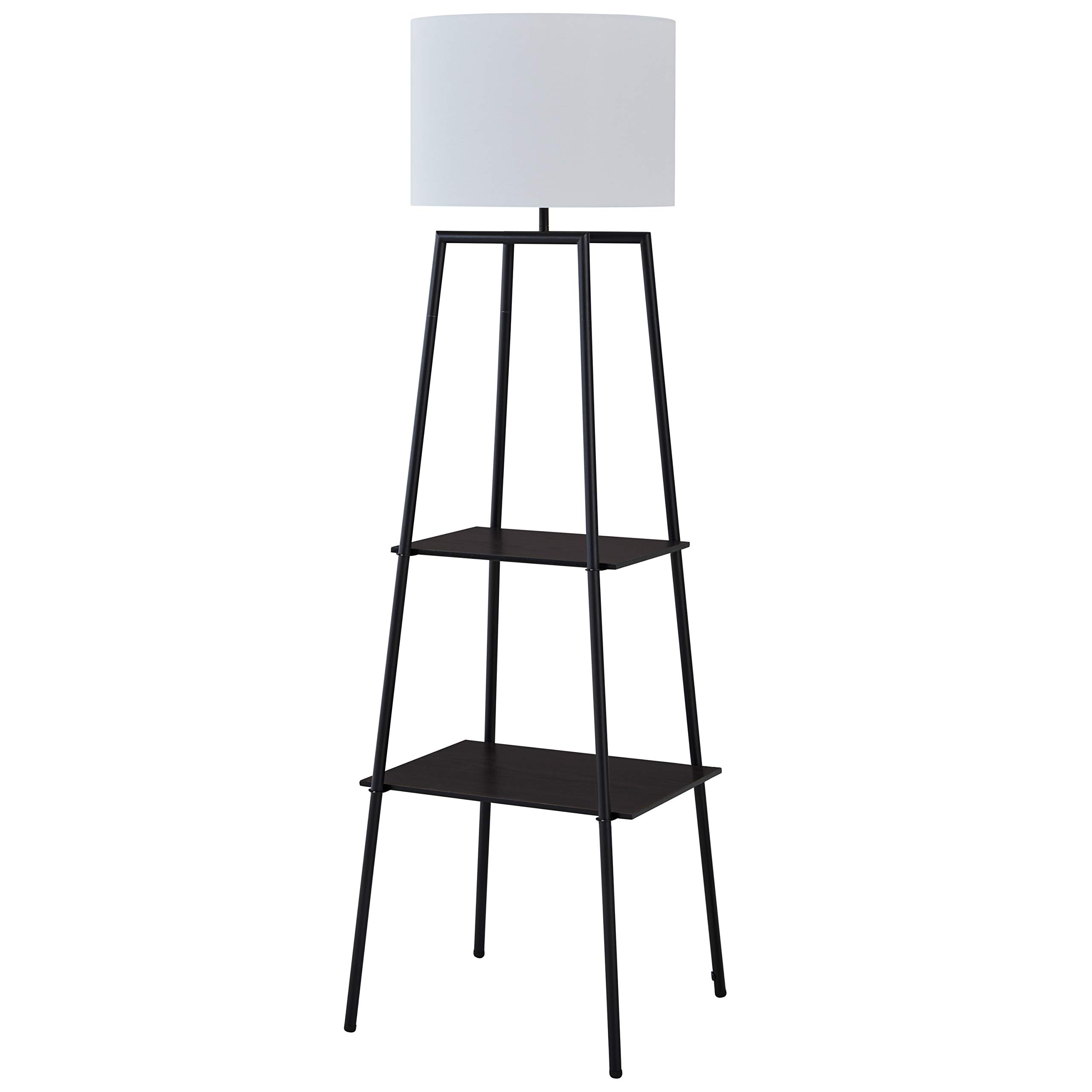 Amazon Brand – Stone & Beam Rustic Storage Space/Shelving Unit Pull Chain Switch Floor Lamp with Bulb, 62"H, Black