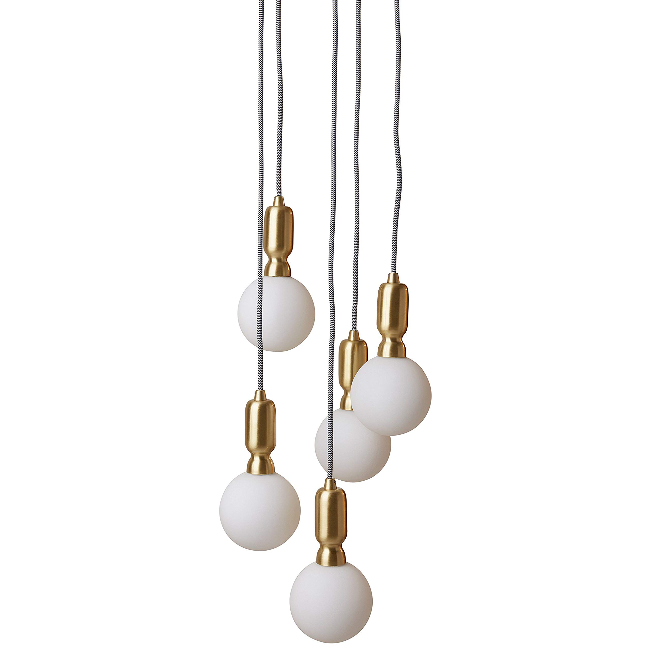 Rivet Diana Mid-Century Modern 5-Globe Ceiling Pendant Chandelier with LED Light Bulbs, 65" Cord, Gold