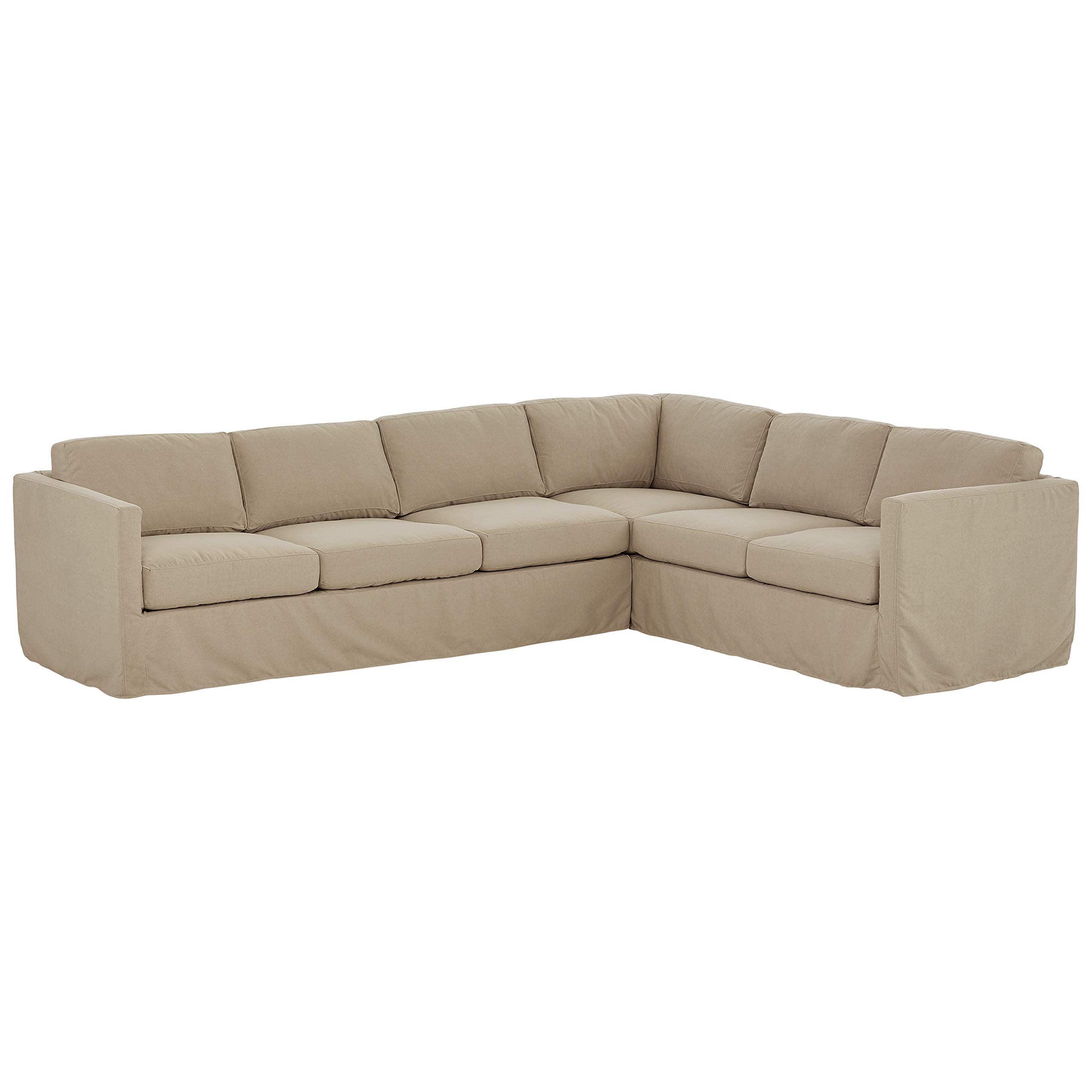 Amazon Brand – Stone & Beam Andover Slipcover Left-Facing L-Shaped Sectional, 124"W, Dove Fabric