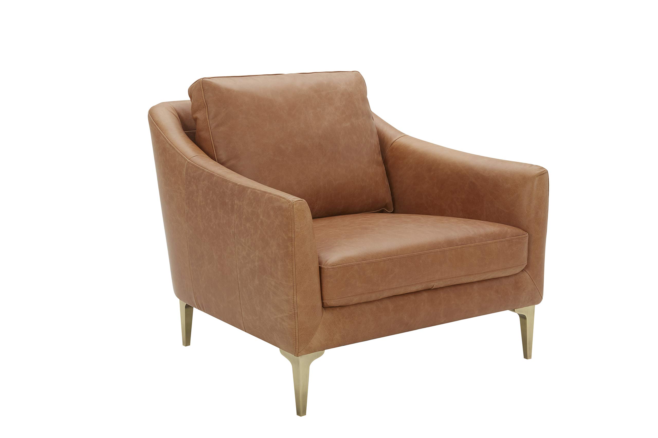Amazon Brand – Rivet Alonzo Contemporary Leather Livingroom Accent Chair, 39"W, Cognac
