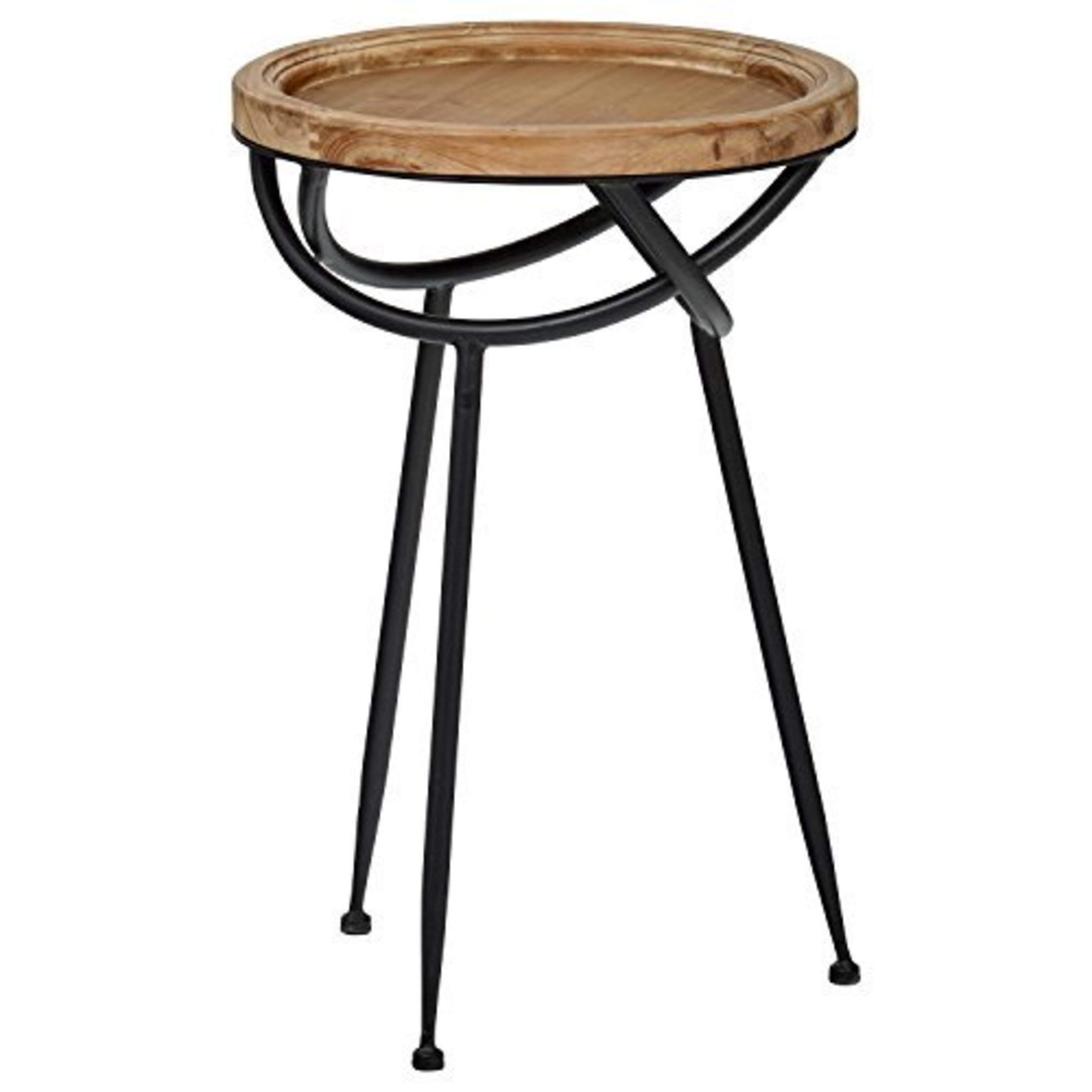 Amazon Brand – Stone & Beam Modern Rustic Wood and Metal Side End Table, 16.25" W, Natural