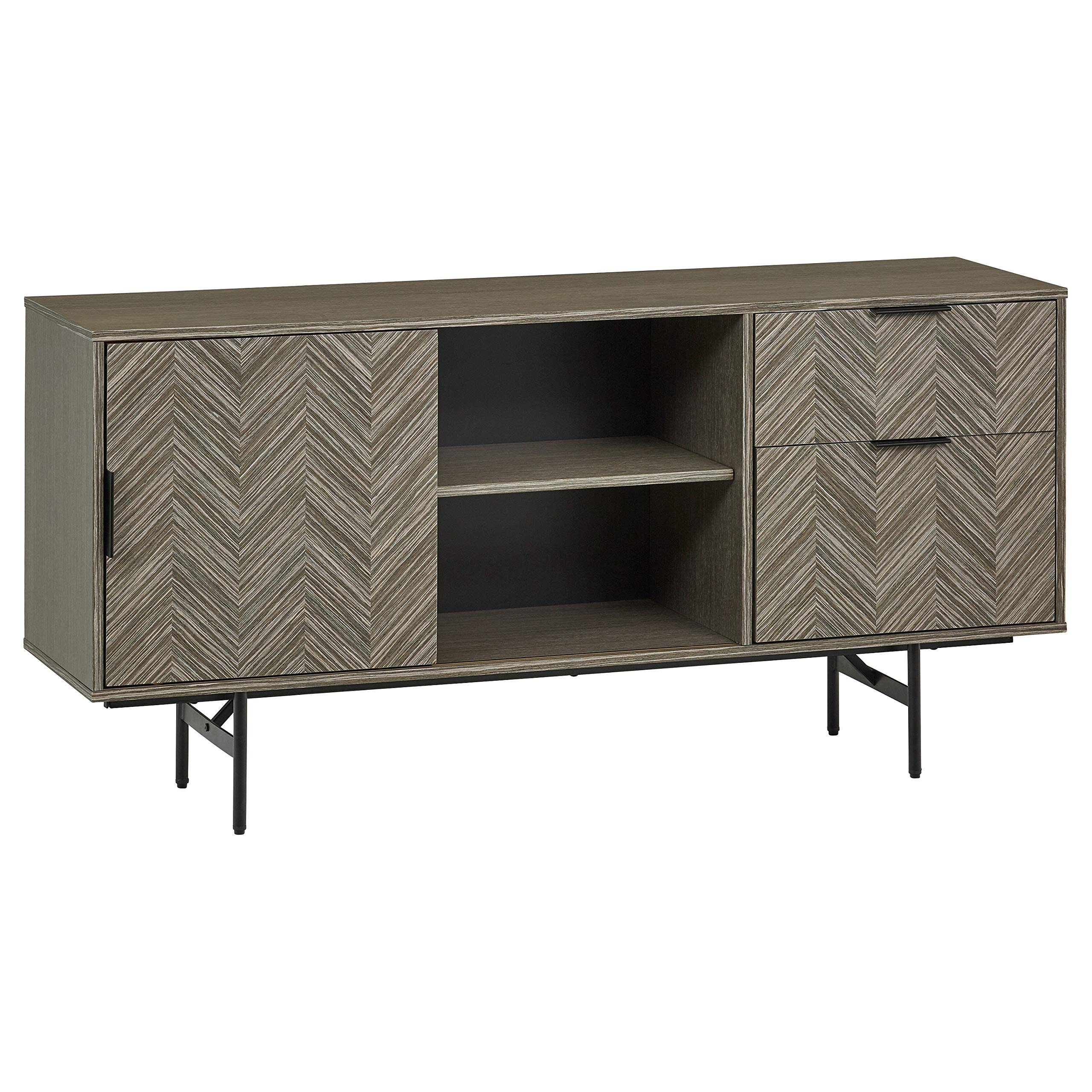 Amazon Brand – Rivet Corban Contemporary 2-Drawer Media Console, 75"W, Gray