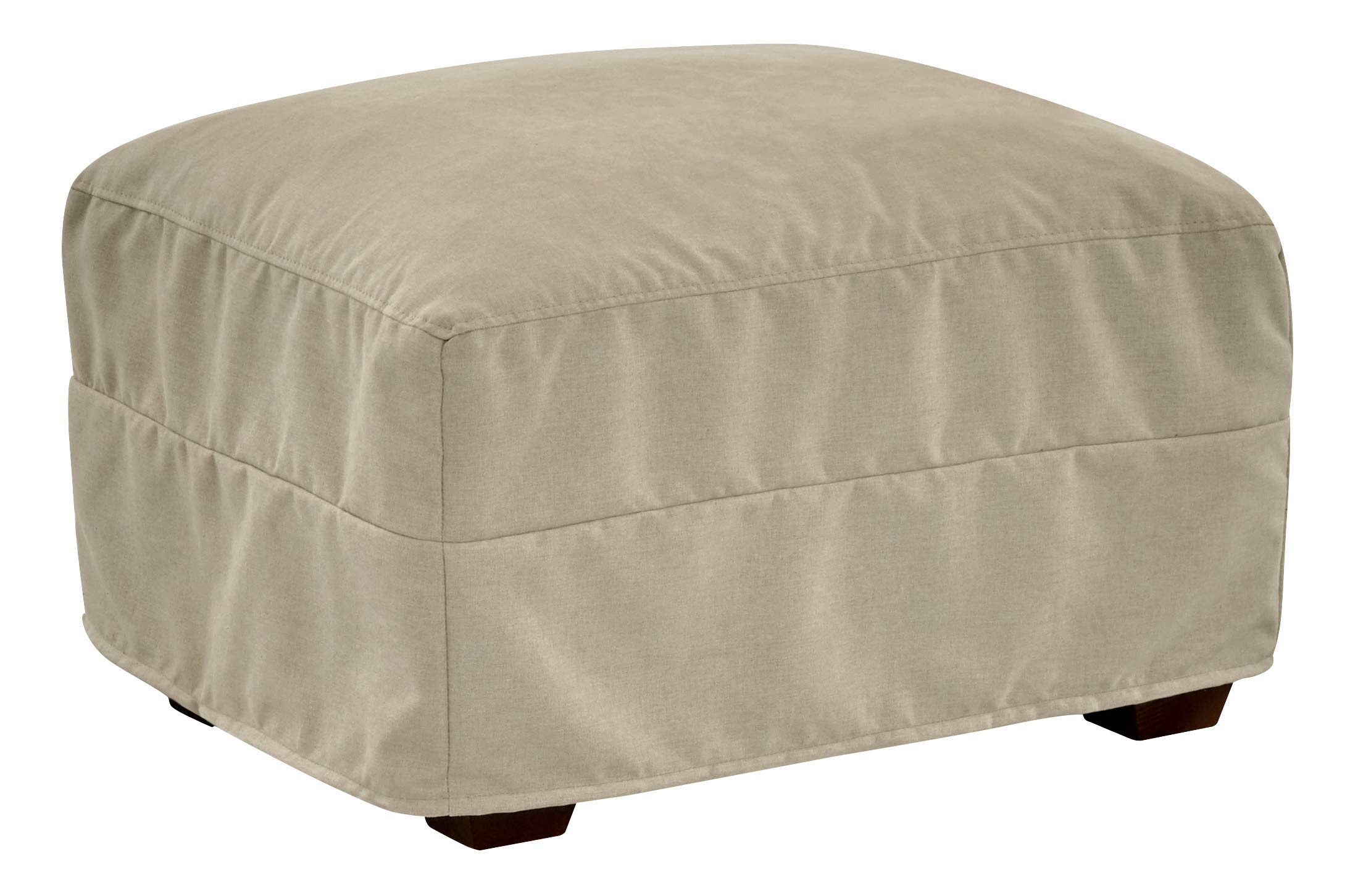 Amazon Brand – Stone & Beam Conner Slipcover Ottoman, 28"W, Beige