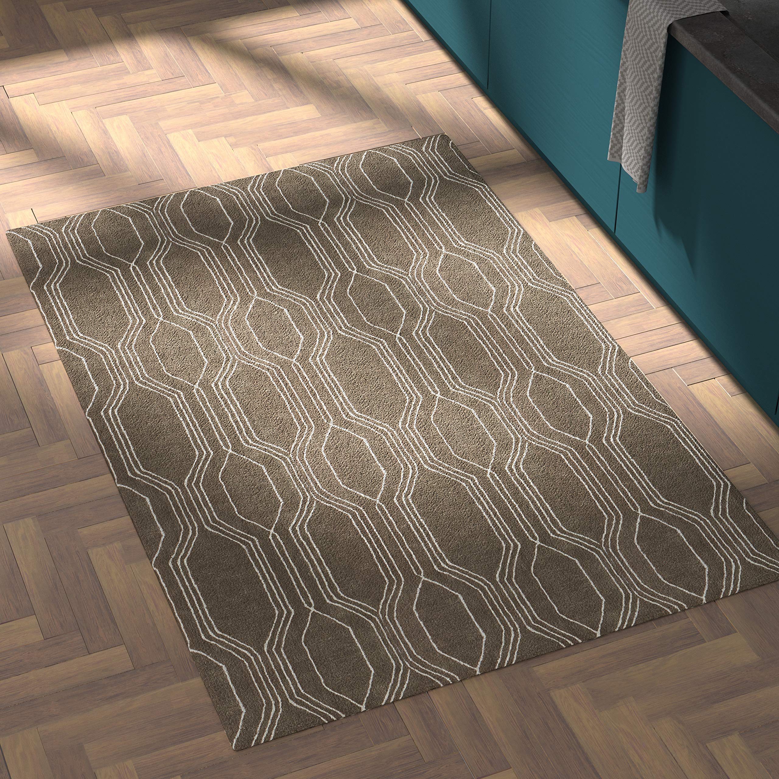 Amazon Brand – Rivet Steel Slanted Lines Wool Modern Area Rug, 4 x 6 Foot
