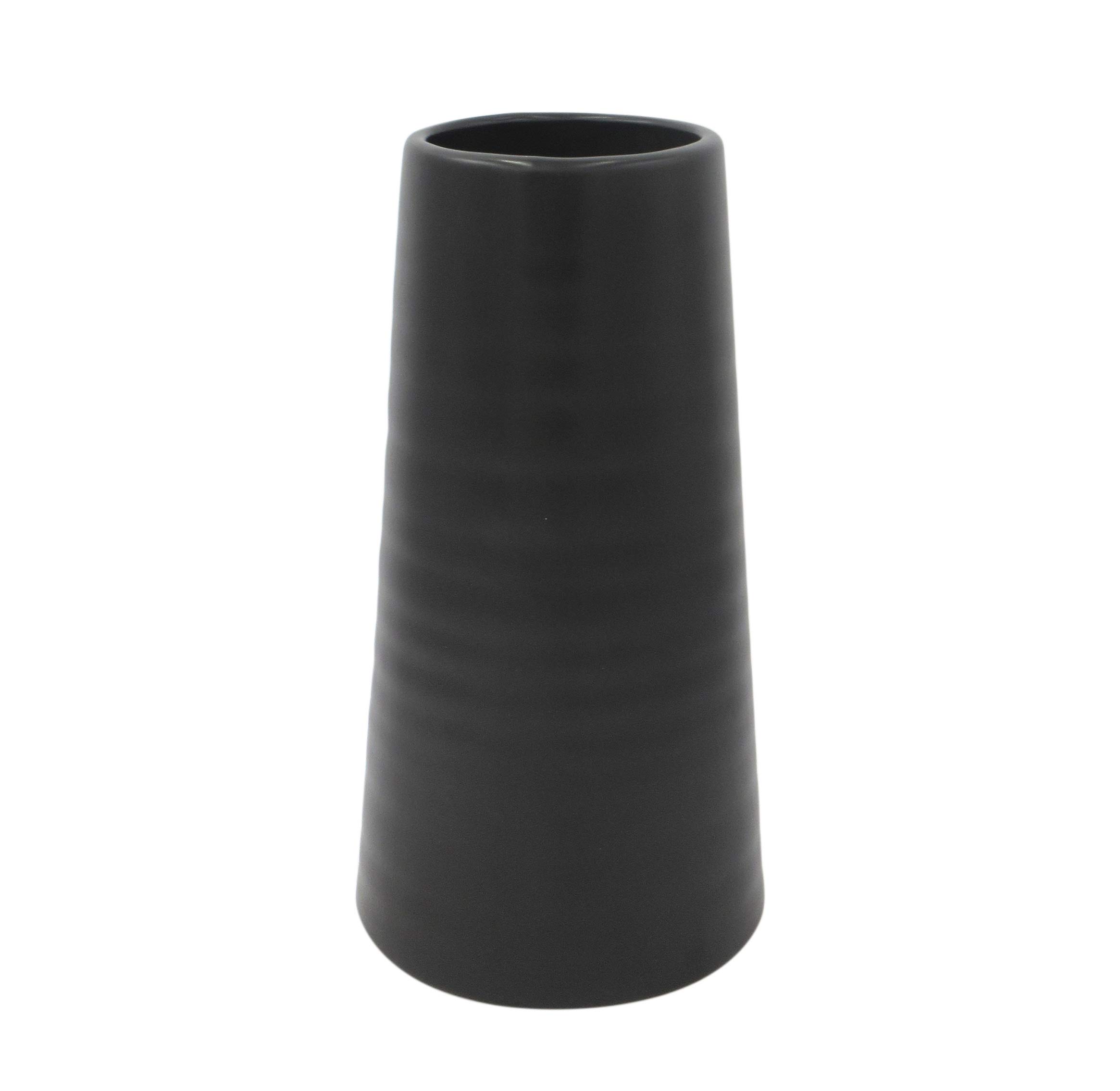 Amazon Brand – Ravenna Home Mid-Century Stoneware Vase, 10.9"H, Black