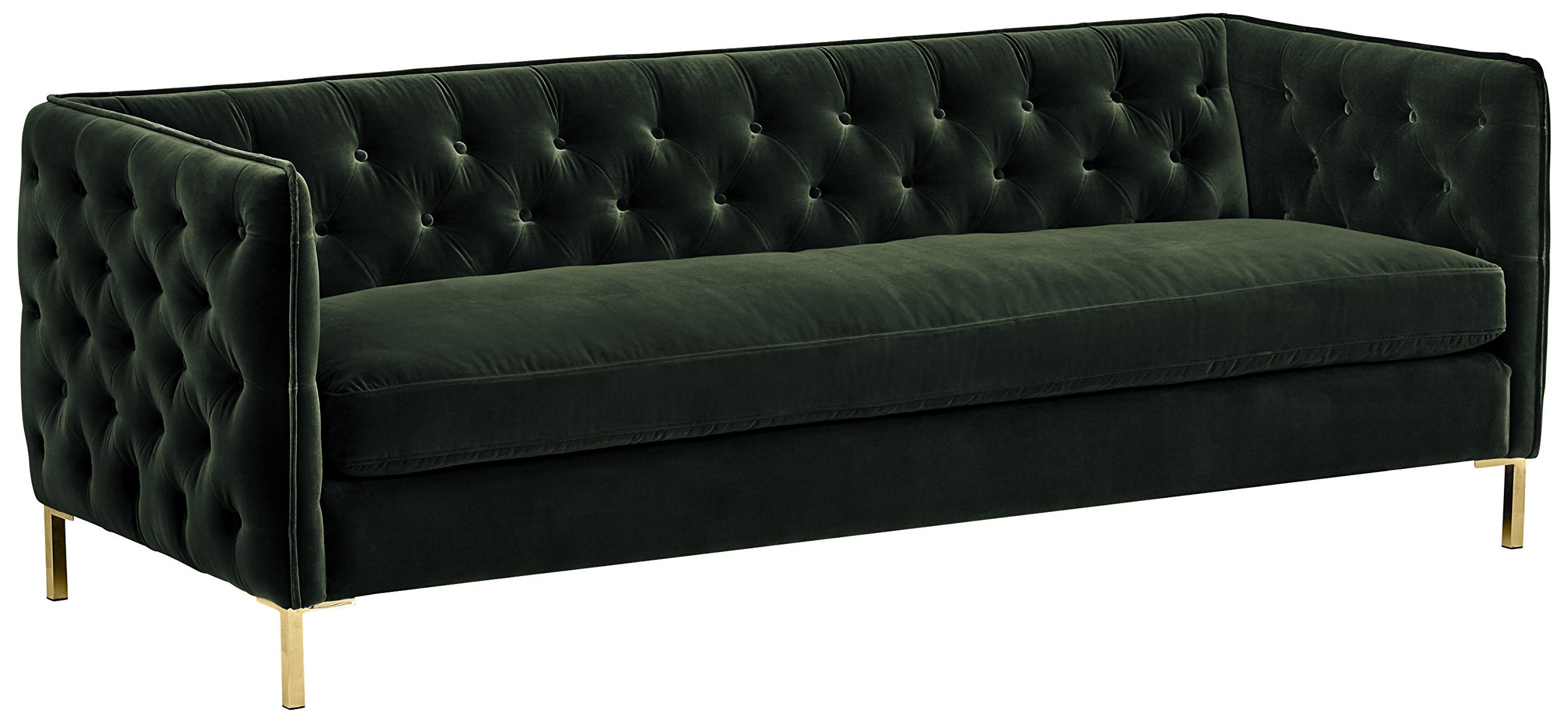 Amazon Brand – Rivet Eva Mid-Century Modern Tufted Velvet Down-Filled Sectional Sofa Couch, 87"W, Hunter Green