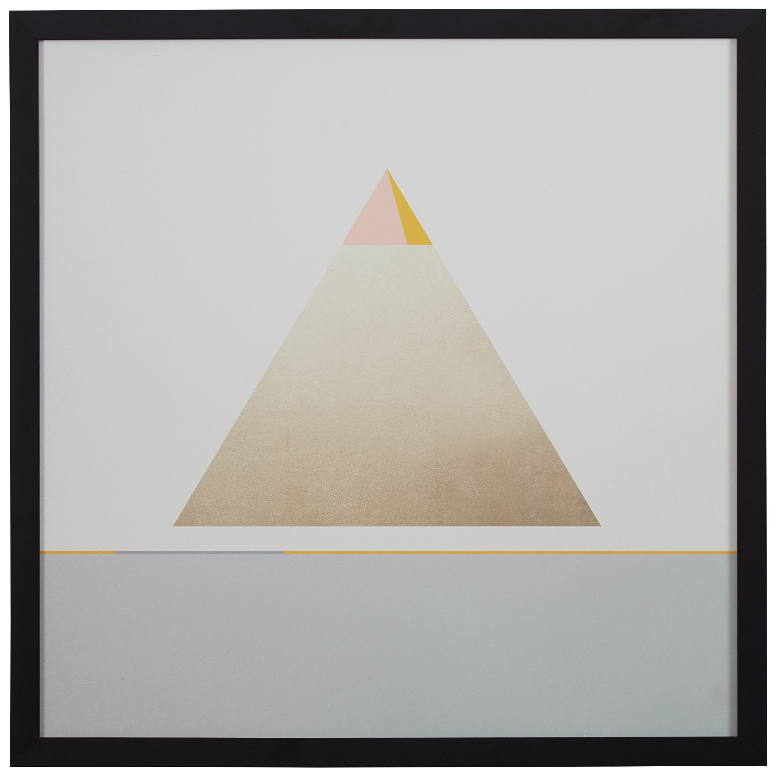 Amazon Brand – Rivet Modern Gold Pyramid Triangle Print Wall Art, 20" x 20", Black Frame