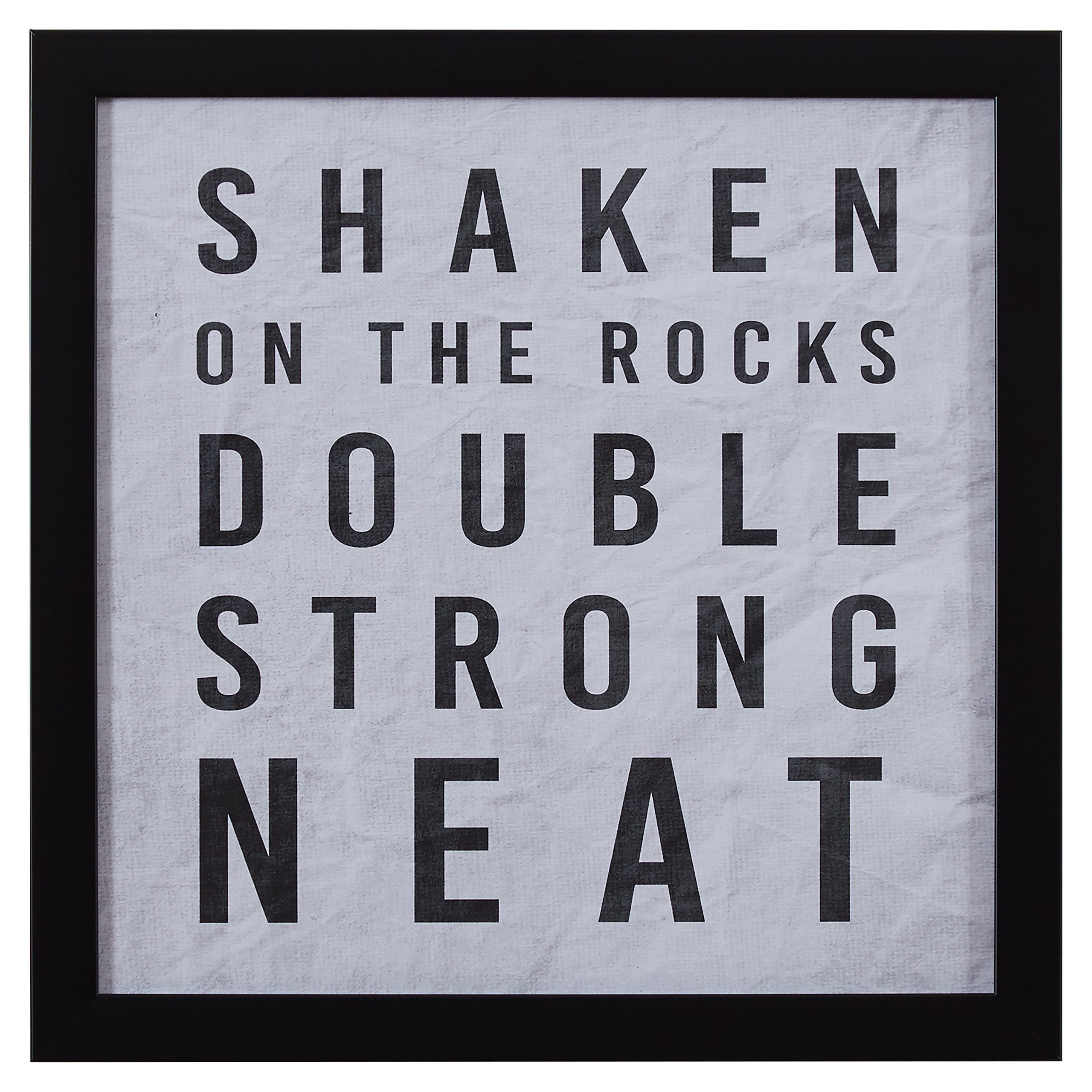 Amazon Brand – Rivet White and Black Shaken on the RocksDouble Strong Neat Pint Print in Black Frame, 18" x 18"
