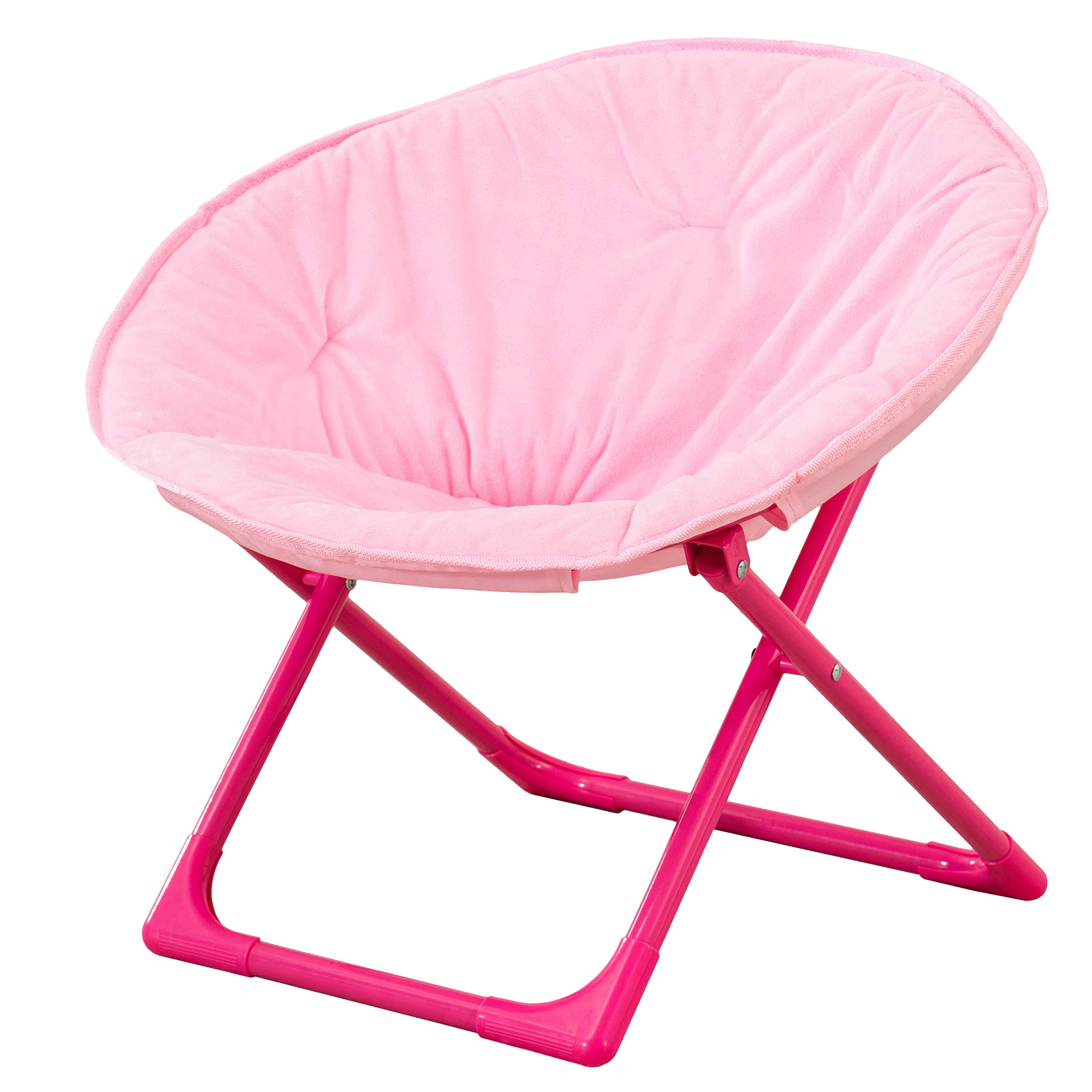 AmazonBasics Kids Folding Moon Indoor Papasan Chair for Children - Solid Pink