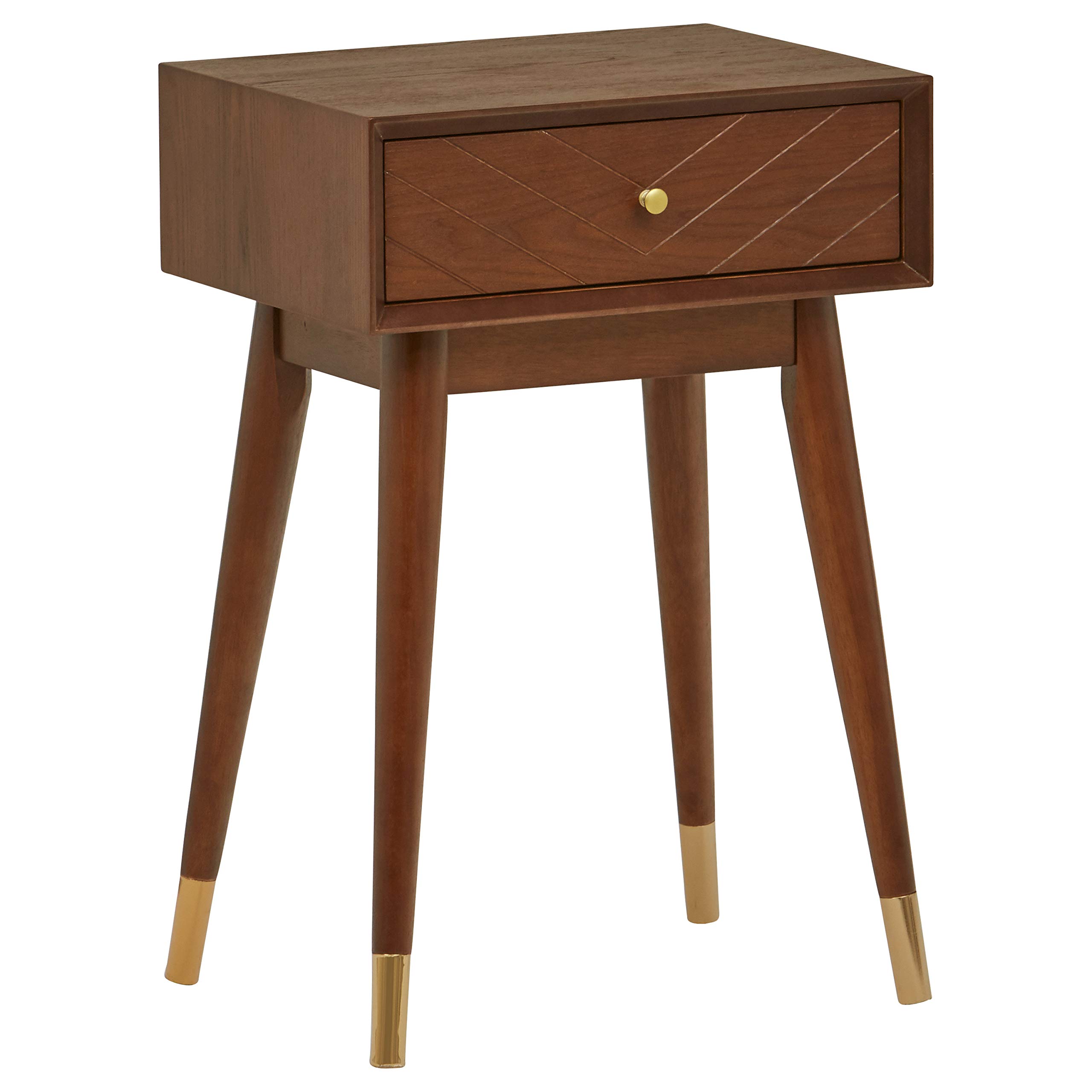 Rivet Mid-Century Modern End Table, 15.75"W, Walnut Stain
