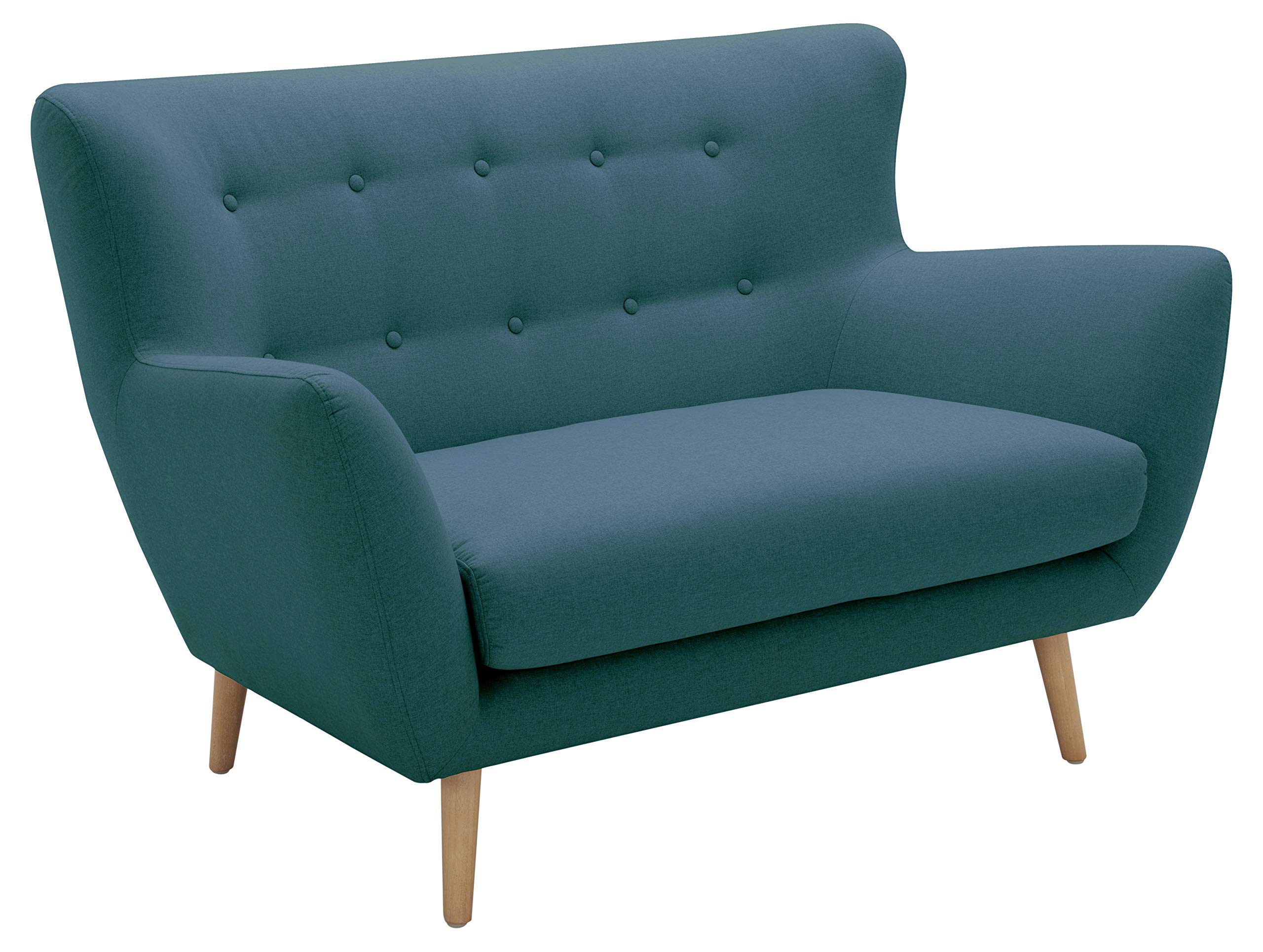 Amazon Brand – Rivet Isabelle Mid-Century Modern Loveseat with Tapered Wood Legs, 55"W, Aqua