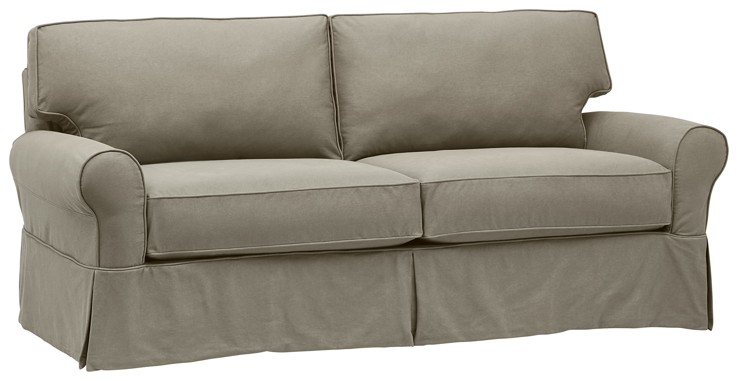 Amazon Brand – Stone & Beam Carrigan Modern Sofa Couch with Slipcover, 88.5"W, Grey Taupe