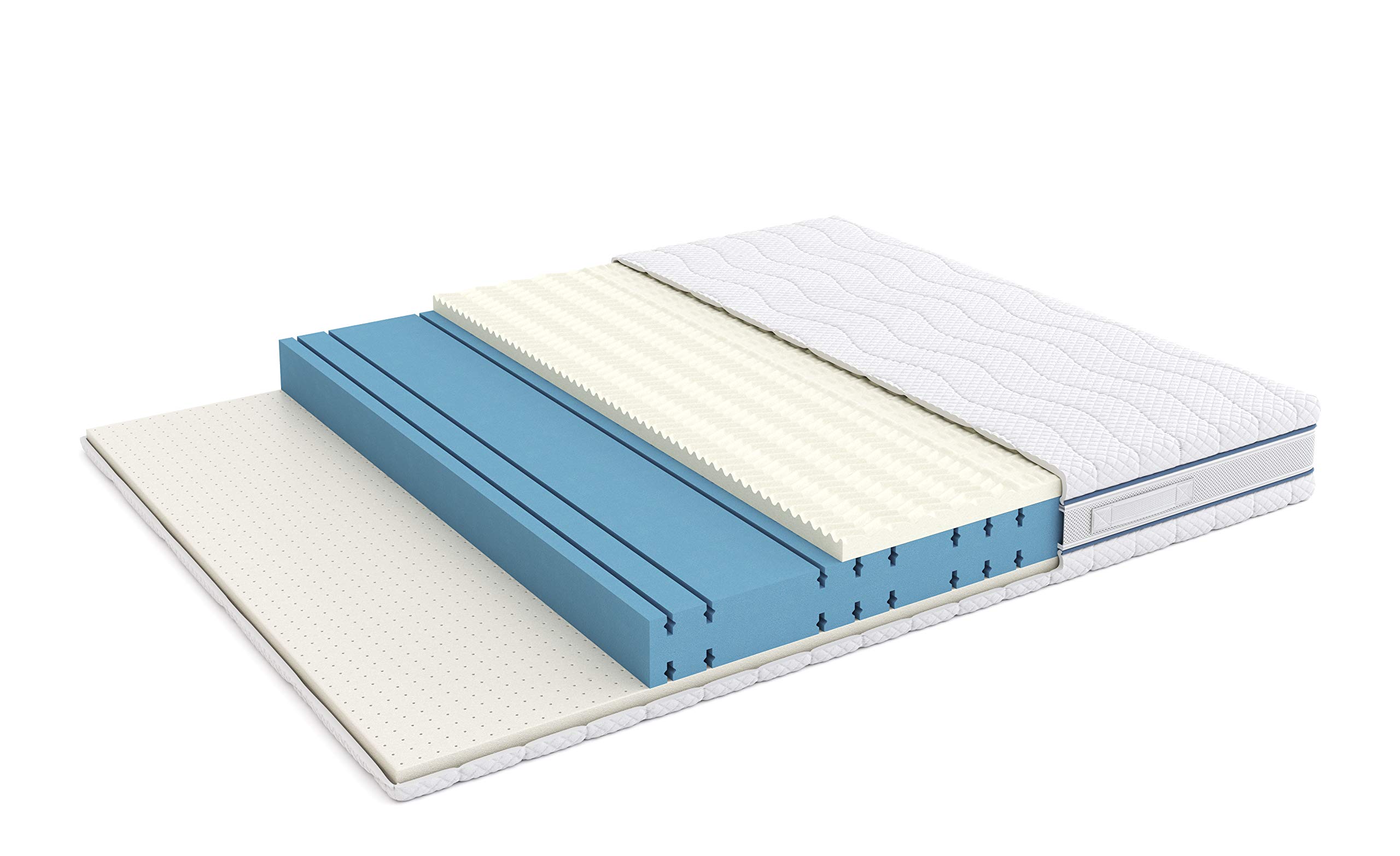 Marchio Amazon - Alkove - Materasso matrimoniale a tripla densità, double face, in memory foam e lattice, con coprimaterasso Sanitized® rimovibile, 160 x 200 x 23 cm